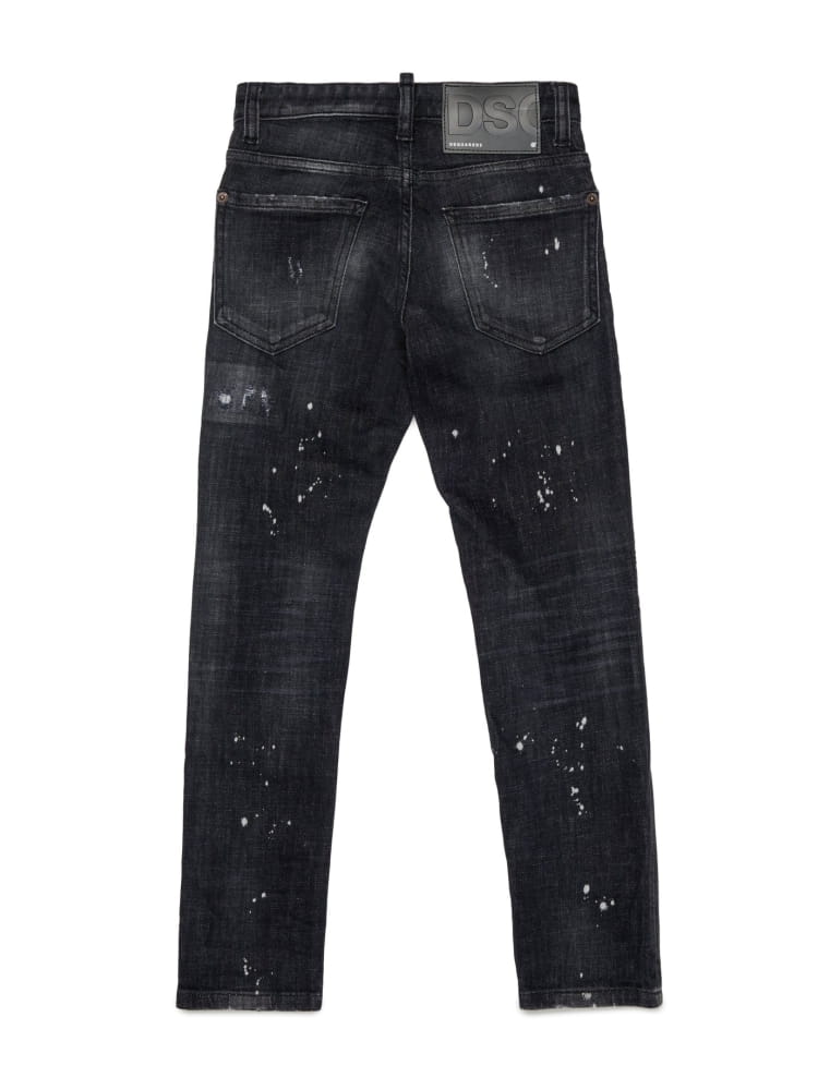 Dsquared jeans kids/junior slim fit lavaggio nero cool guy con rotture Bambino