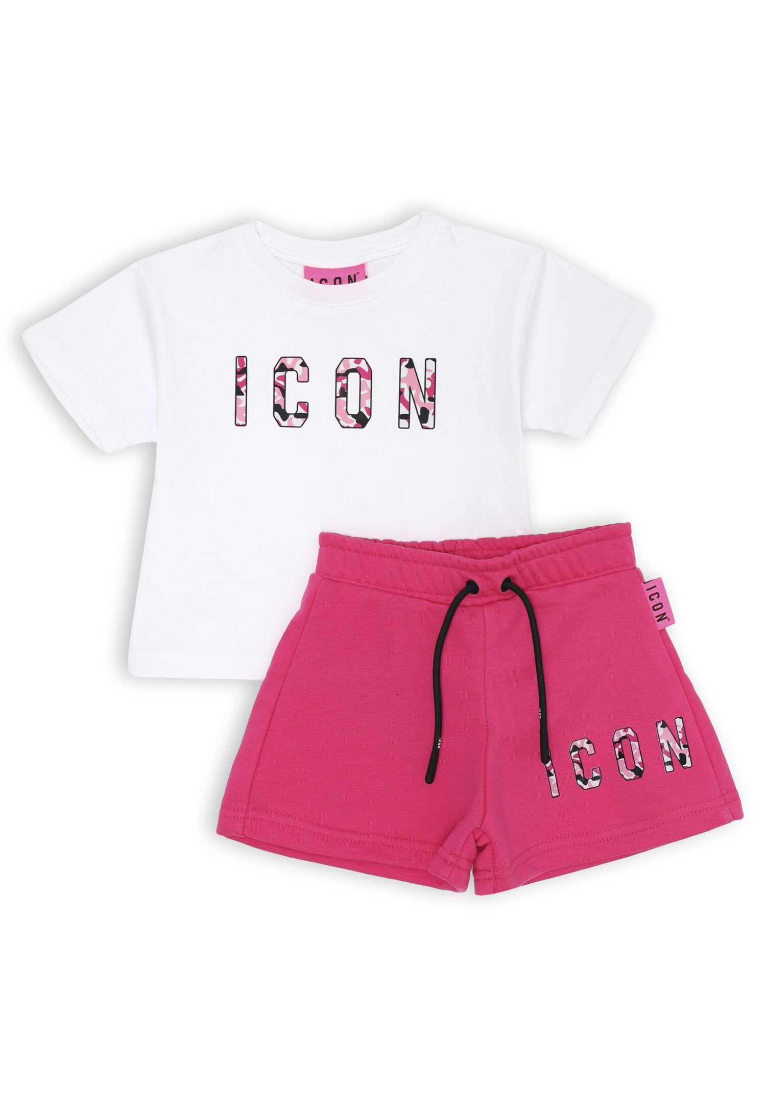 ICON completo bambina bianco fucsia 12 mesi 4 anni stampa mimetica | CammarataMode
