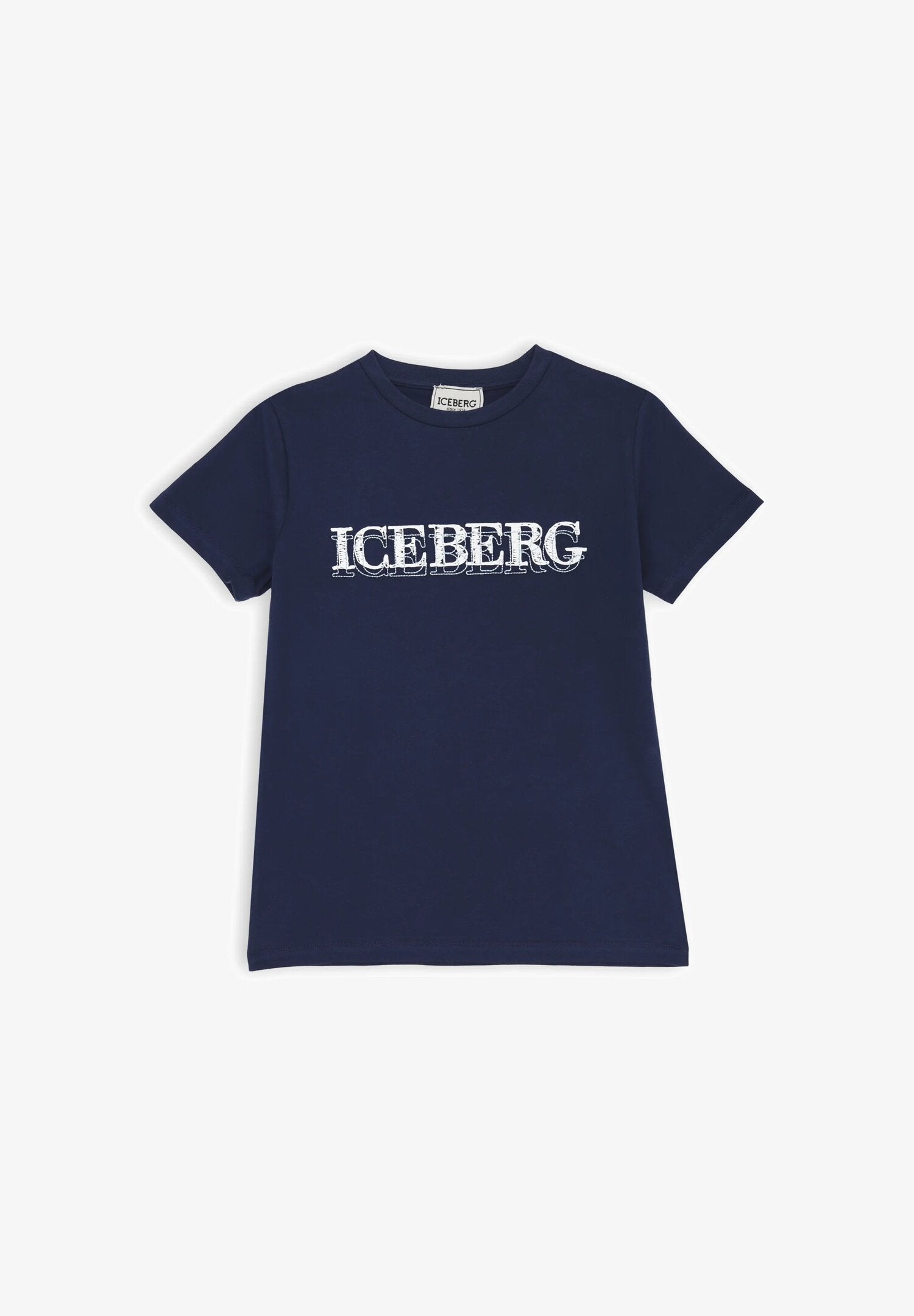 Maglietta blu ICEBERG bambino logo stampato fronte estate 2025 regular fit | CammarataMode