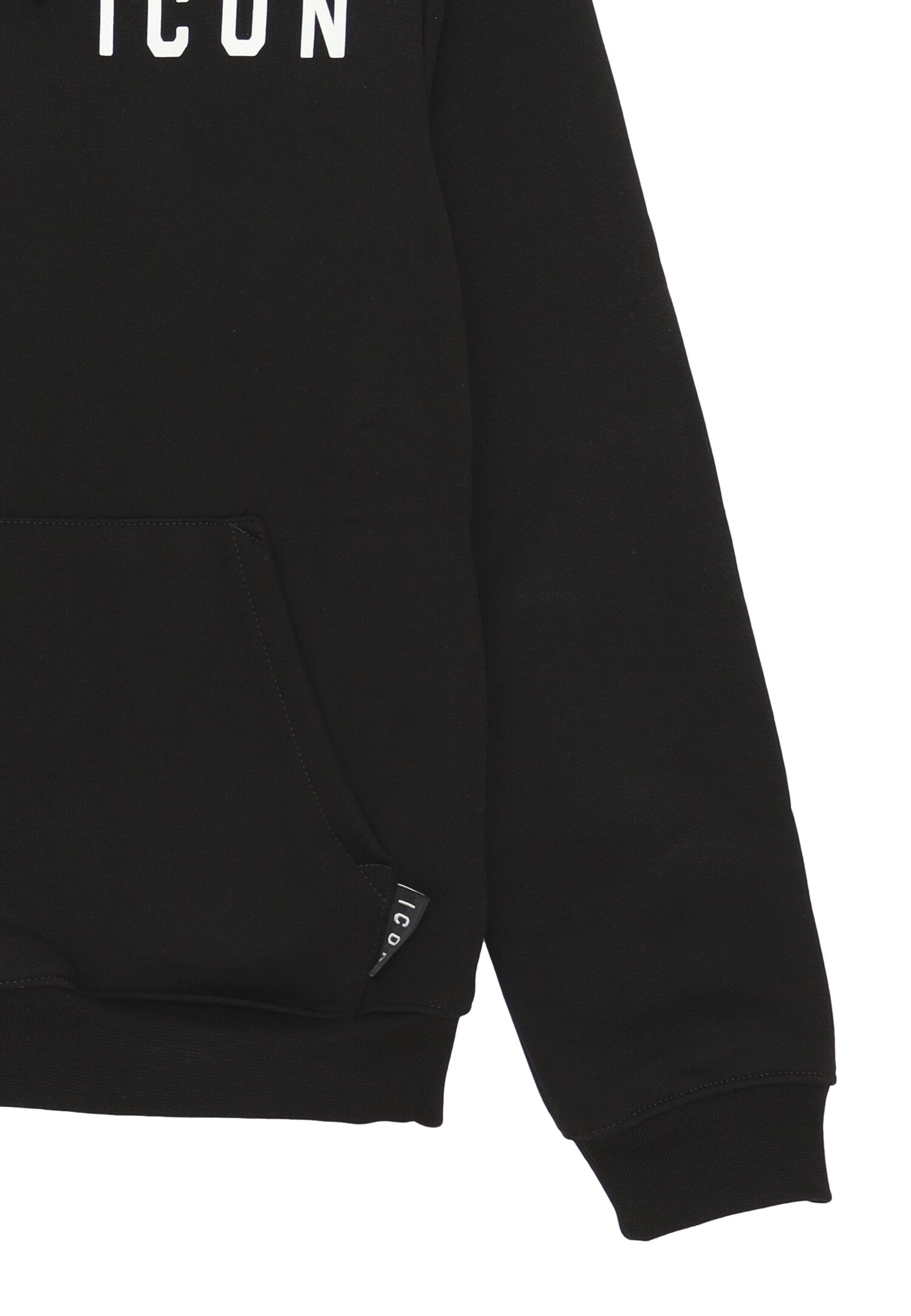 Icon Felpa Nera Bambino In Cotone Con Cappuccio Autunnale AI25