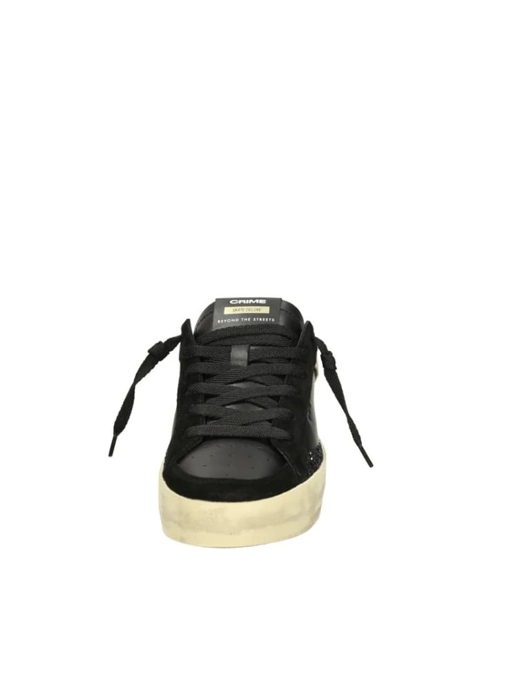 Crime London scarpe nere uomo logo sul lato