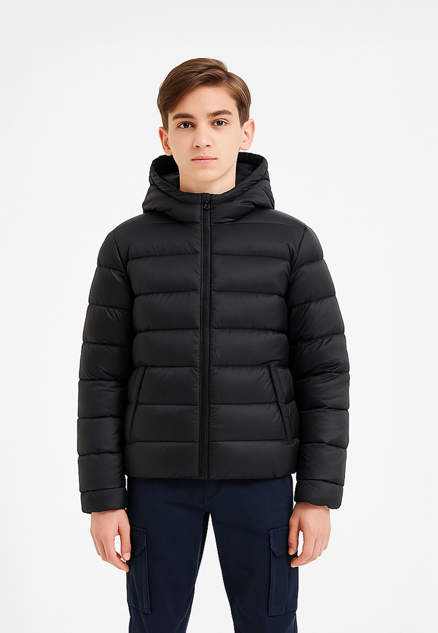 Canadiens Giubbotto Bambino Nero In Nylon Con Cappuccio Invernale AI 25