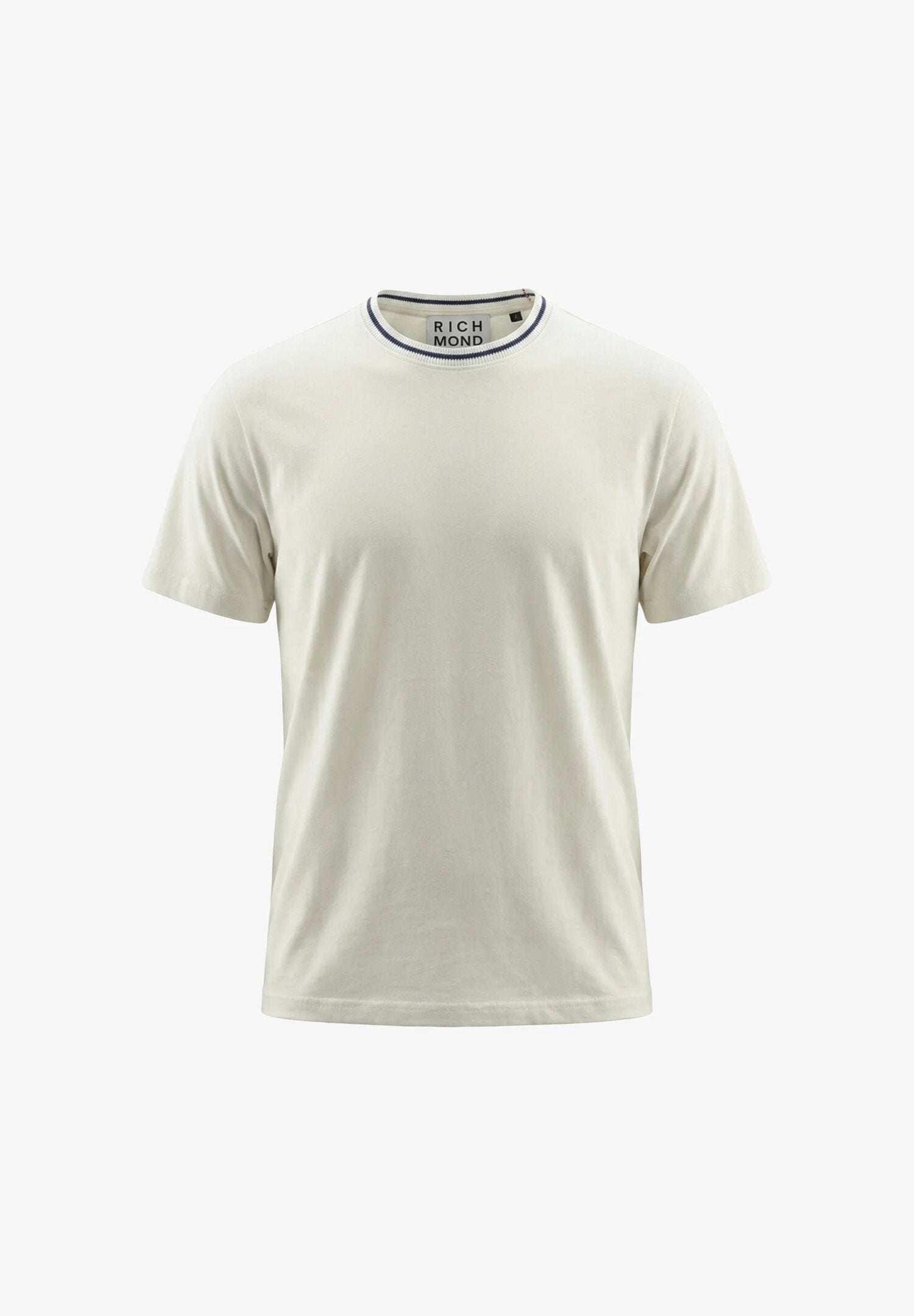 John Richmond Tshirt Panna Con Collo a Contrasto Uomo UMP26335TS_