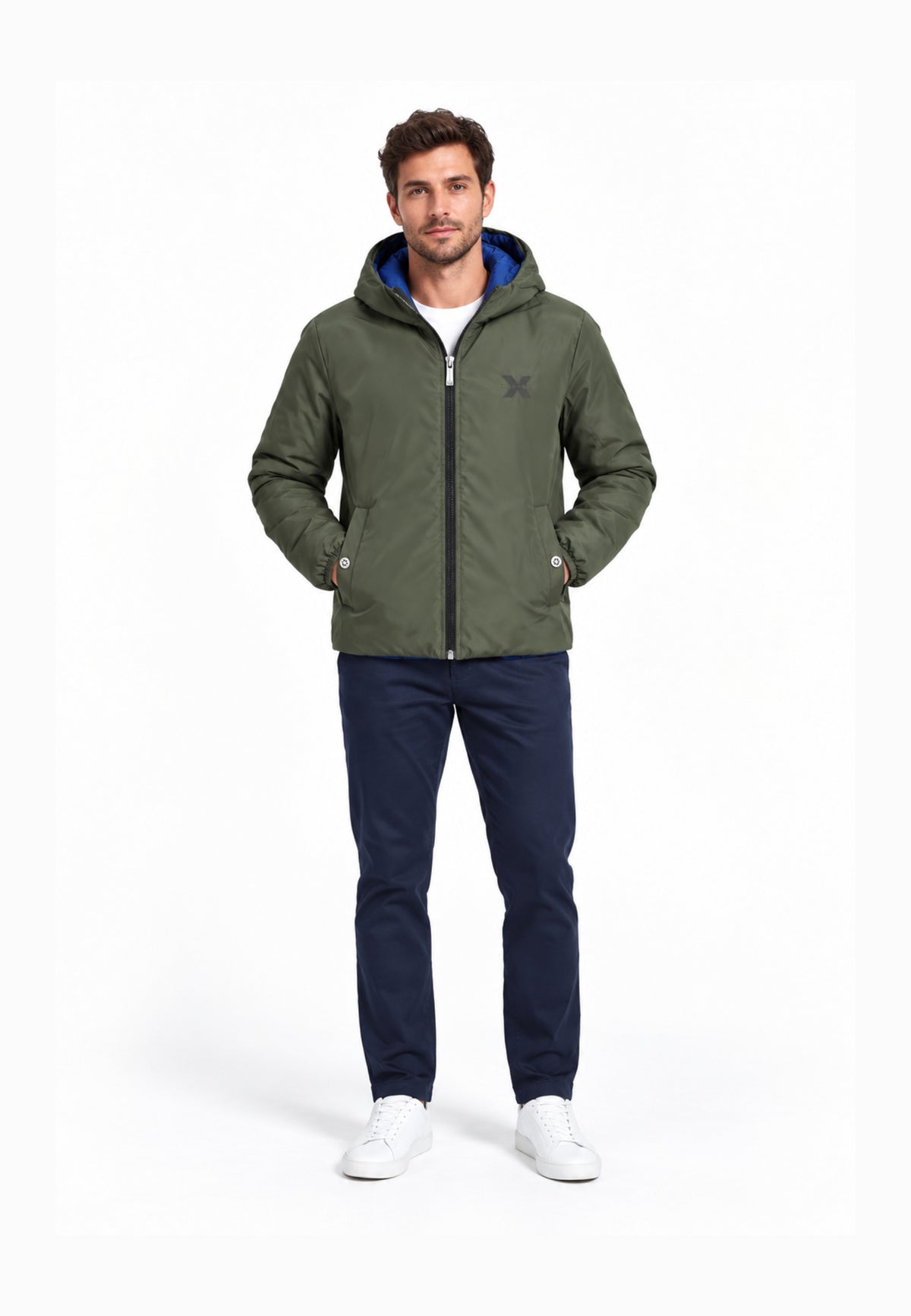 John Richmond GIUBBOTTO VERDE DOUBLE FACE CON CAPPUCCIO Uomo UMA26176GB.VERDE_