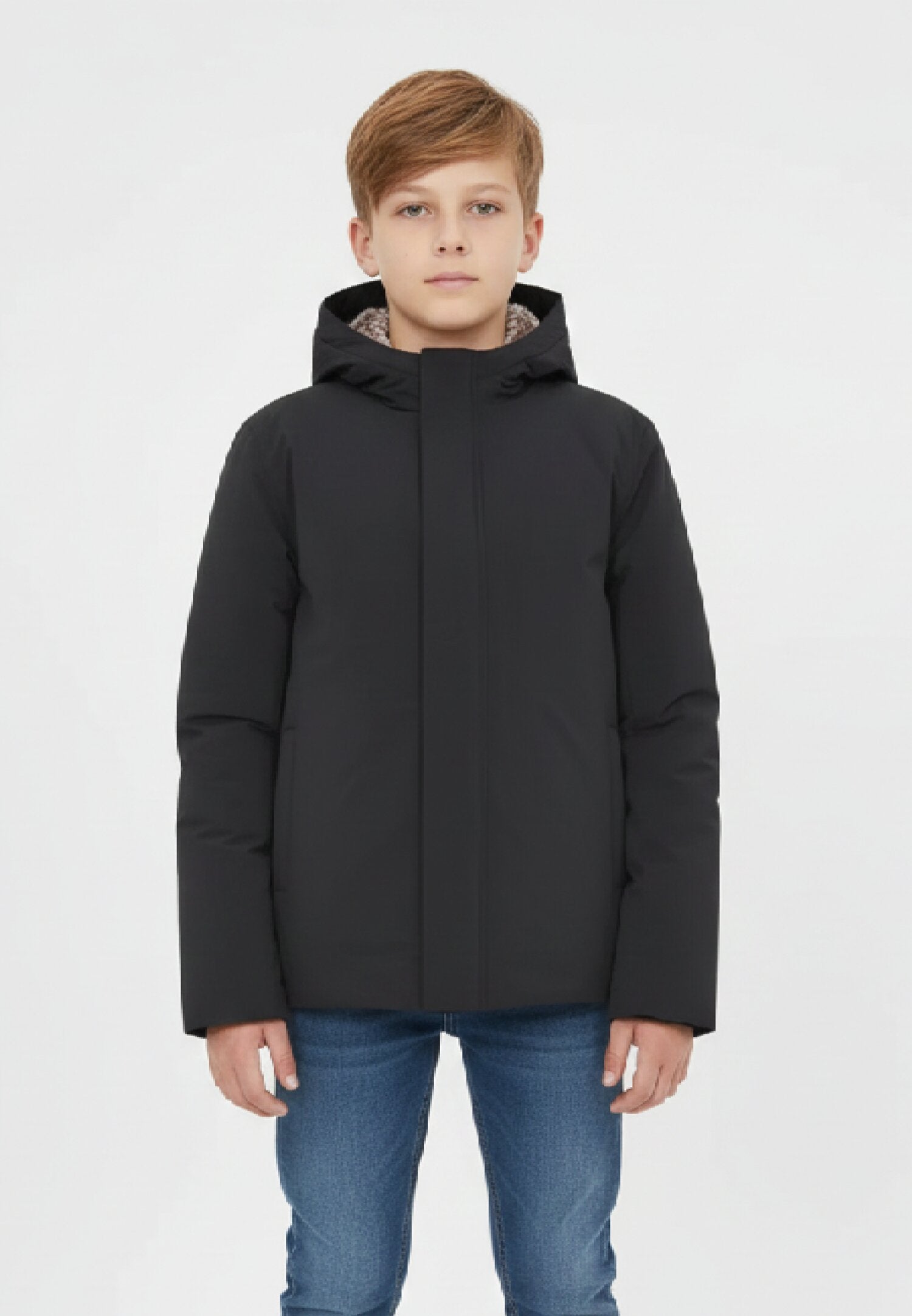 Suns Giubbotto Nero Bambino In Poliestere Con Cappuccio Invernale AI 25