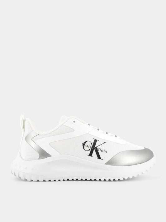 Calvin Klein scarpe donna eva runner bianche e grigie con logo laterale a contrasto Donna