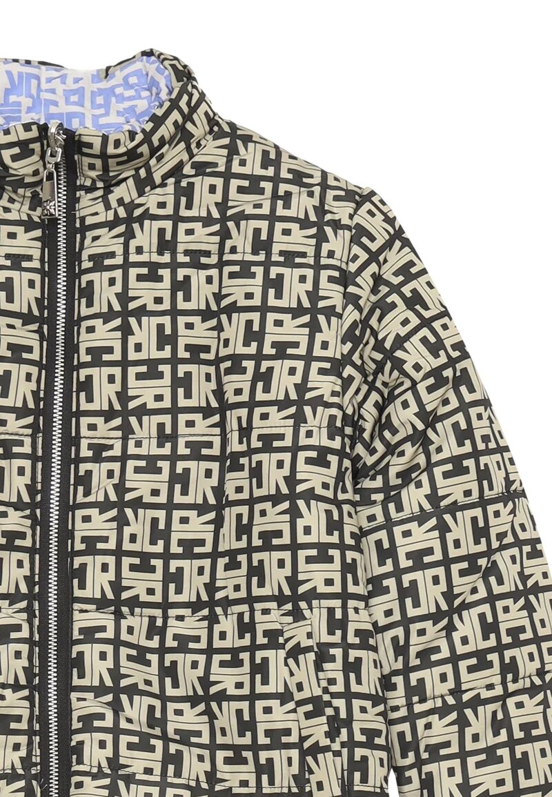 John Richmond Giubbotto Nero Neonato Logato Poliestere Reversibile Passeggio