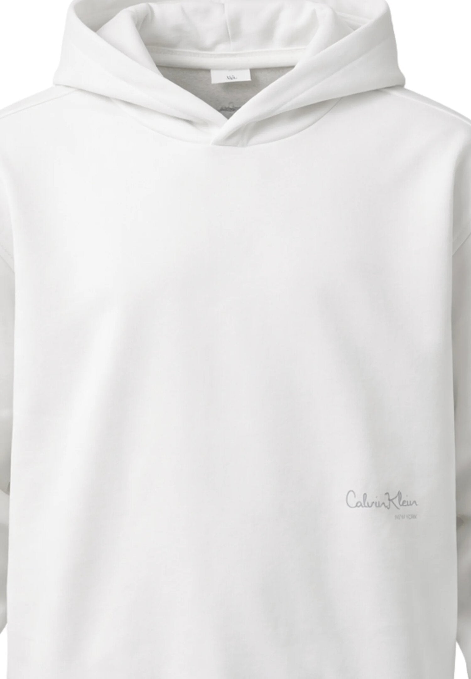 Calvin Klein Felpa Bianca Con Cappuccio e Logo Argento Bambina IG0IG03067YAF_