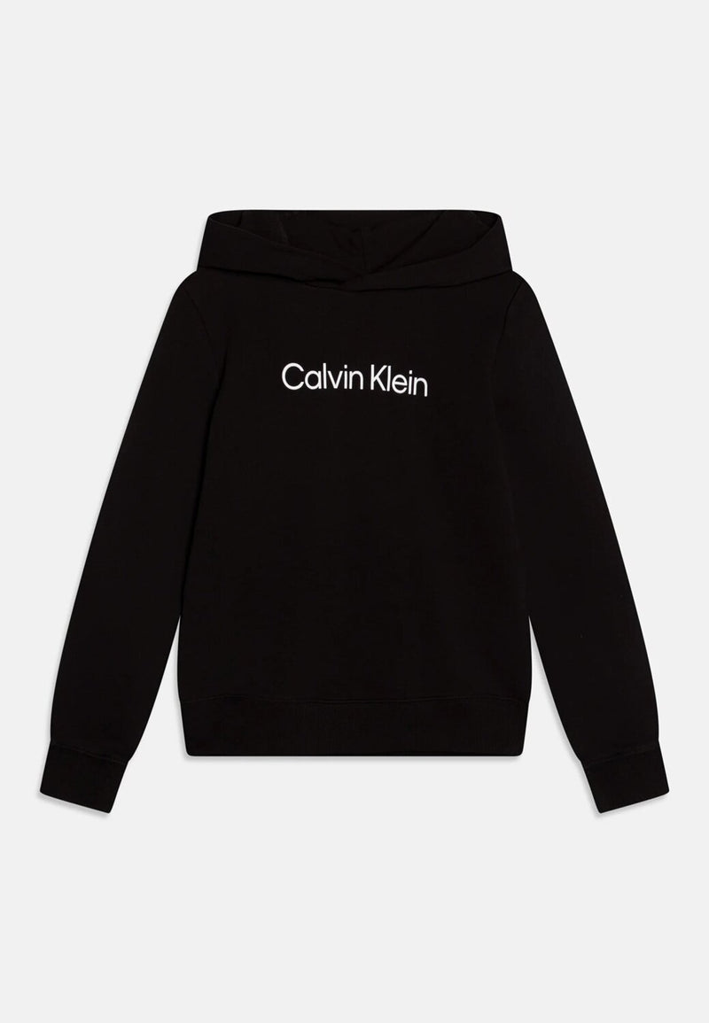 Calvin Klein Jeans felpa con cappuccio bambino nera cotone inverno logo frontale - NERO | CammarataMode