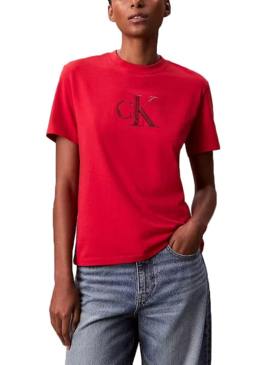 Calvin Klein tshirt rossa donna con logo