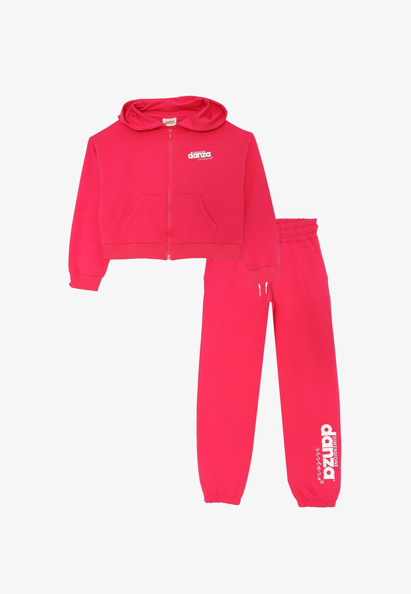 Size Dance tracksuit girl fuchsia 2-16 years crop sweatshirt with hood - FUCHSIA | CammarataMode