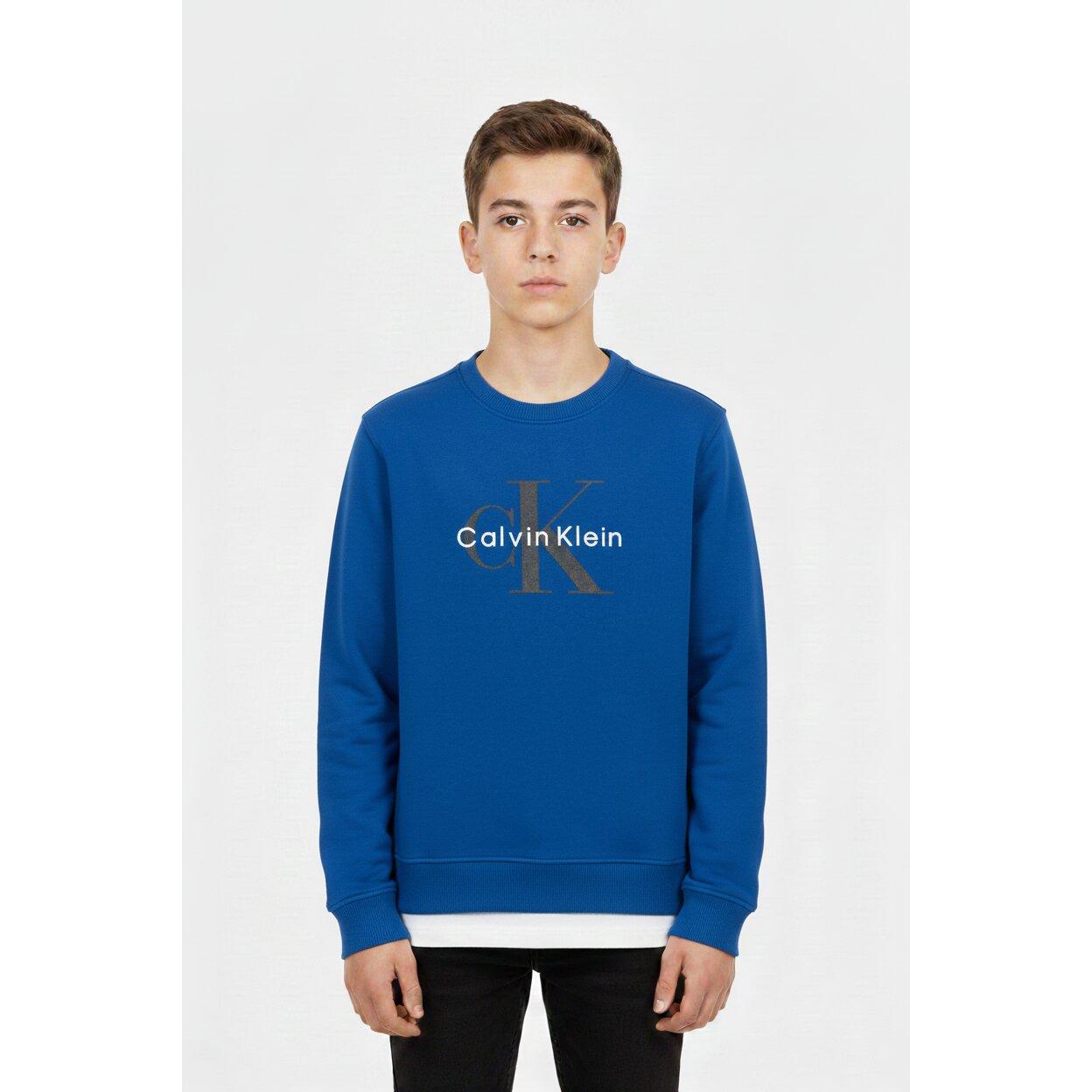 Calvin Klein Felpa Royal Bambino In Cotone Girocollo Quotidiano PE26