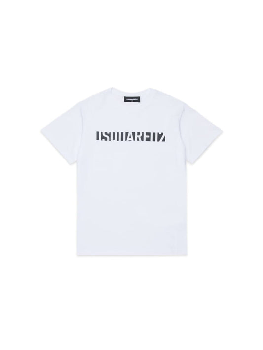 Dsquared t-shirt kids/junior in cotone bianco con logo Bambino