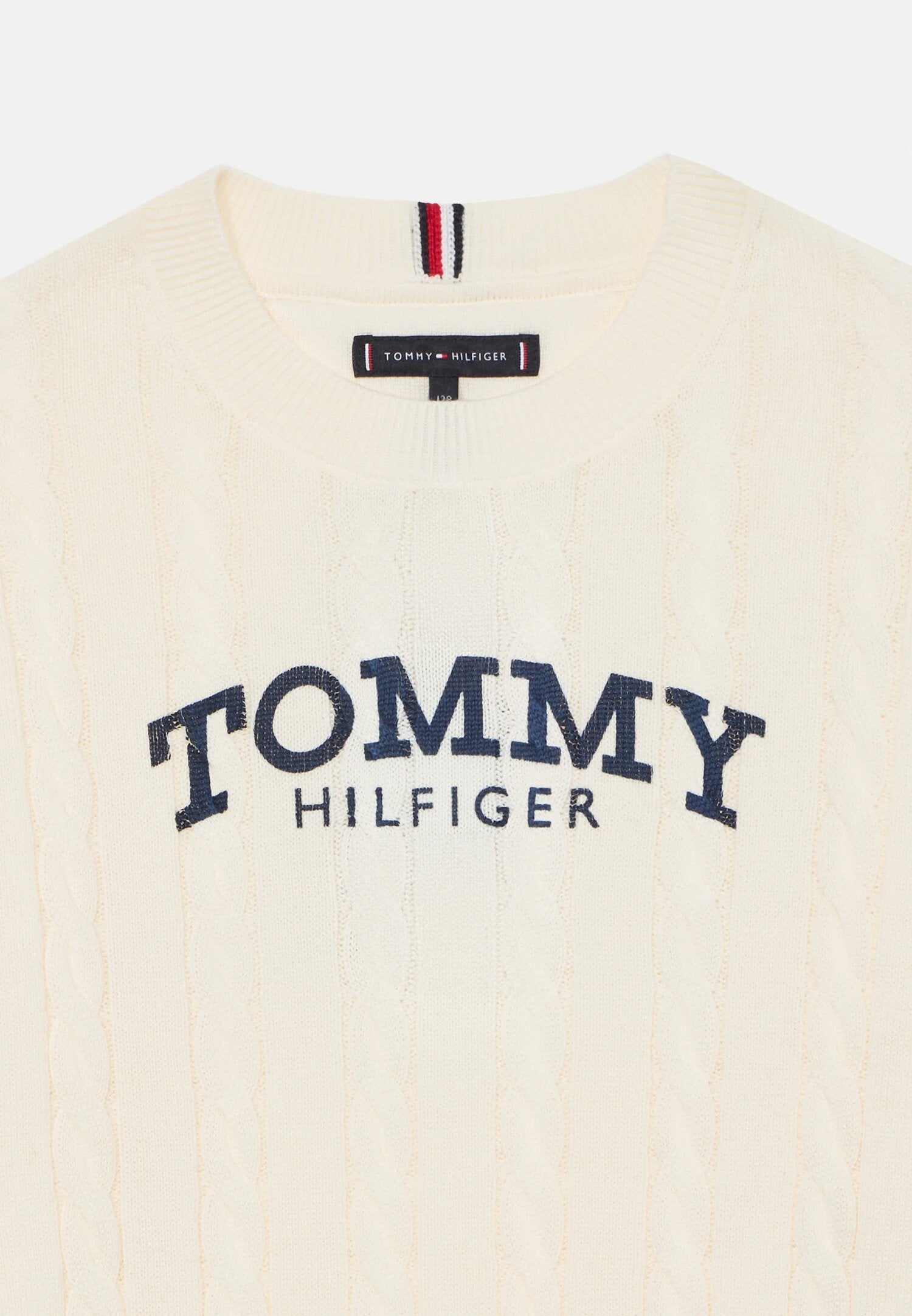 Tommy Hilfiger Maglione Avorio Bambino In Maglia Girocollo Passeggio PE26