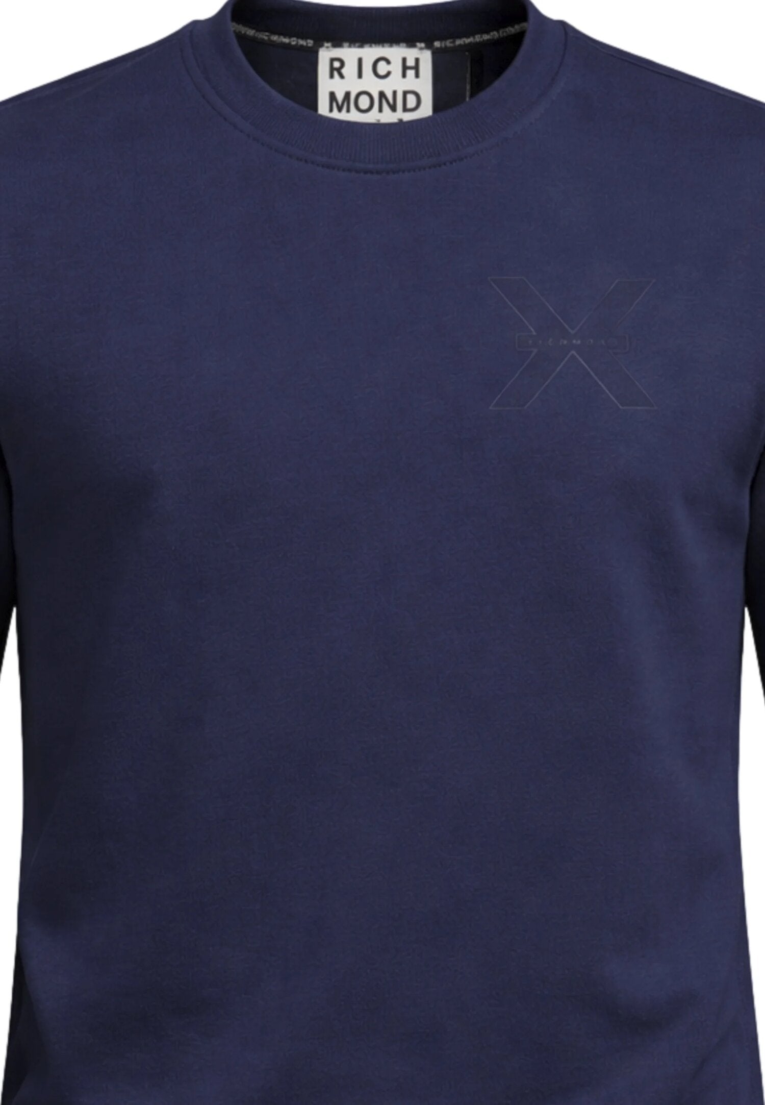 John Richmond Felpa Blu Logo Piccolo Uomo Girocollo - UMP26025FE_