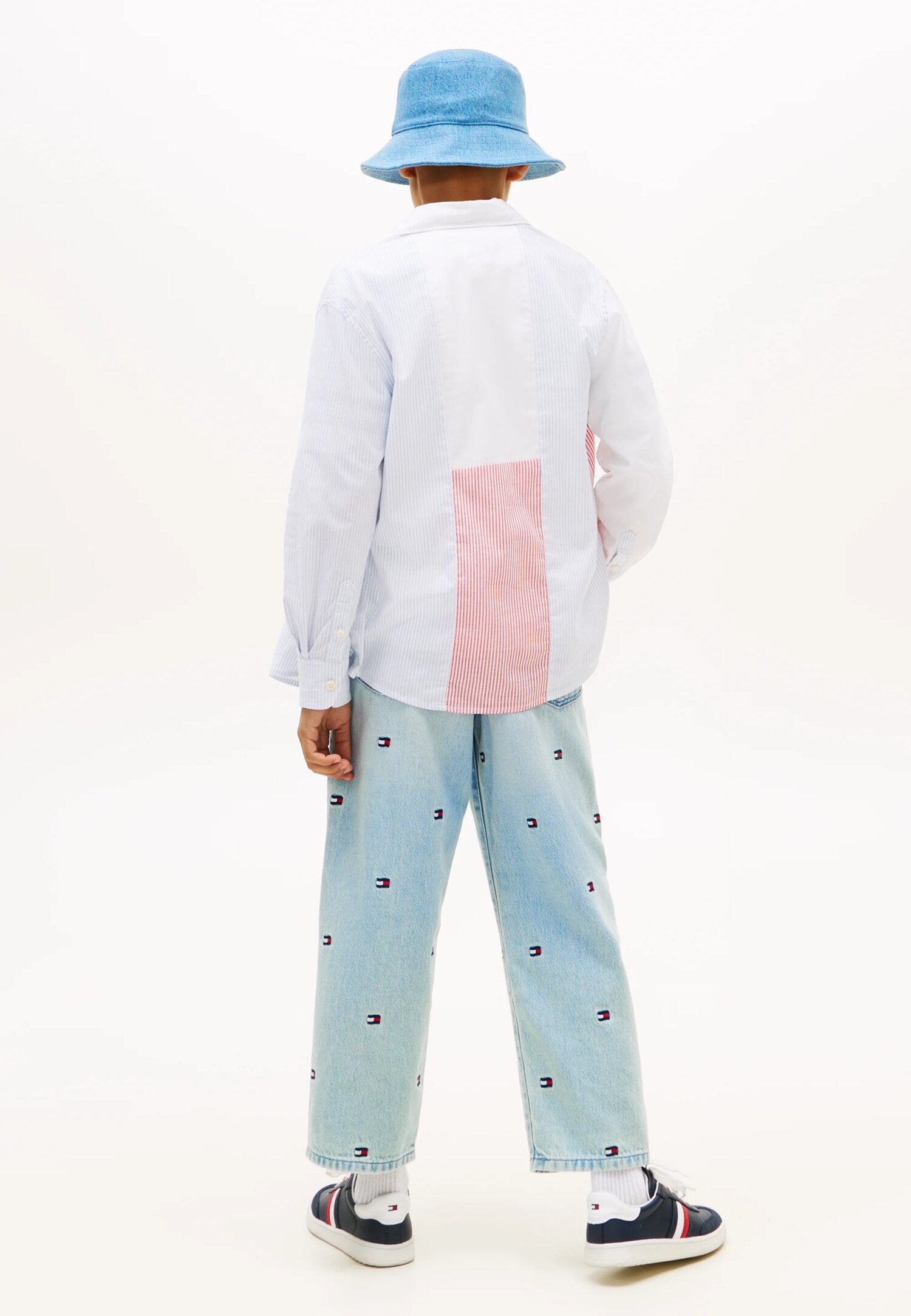 Tommy Hilfiger Camicia Rigata Rosso e Celeste Bambino KB0KB10207XLS_