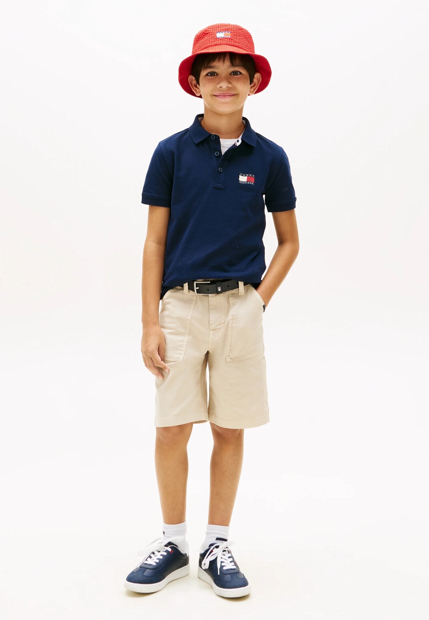 Tommy Hilfiger Polo Blu In Piquet Con Logo Bamdiera Bambino KB0KB10227C1G_
