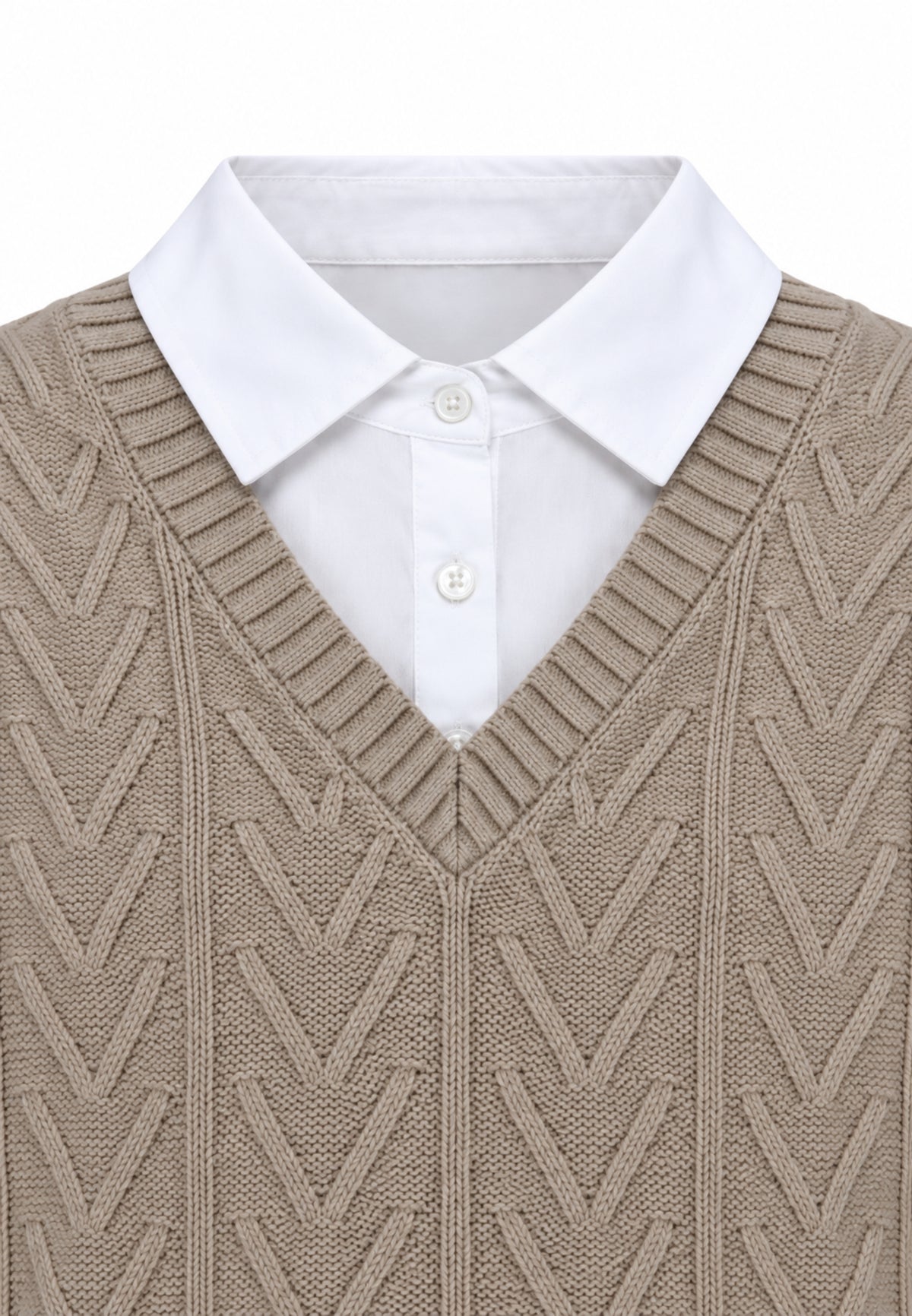 Kocca maglia BEIGE INTRECCIATA CROP CON CAMICIA Bambine e ragazze welfin.beige_