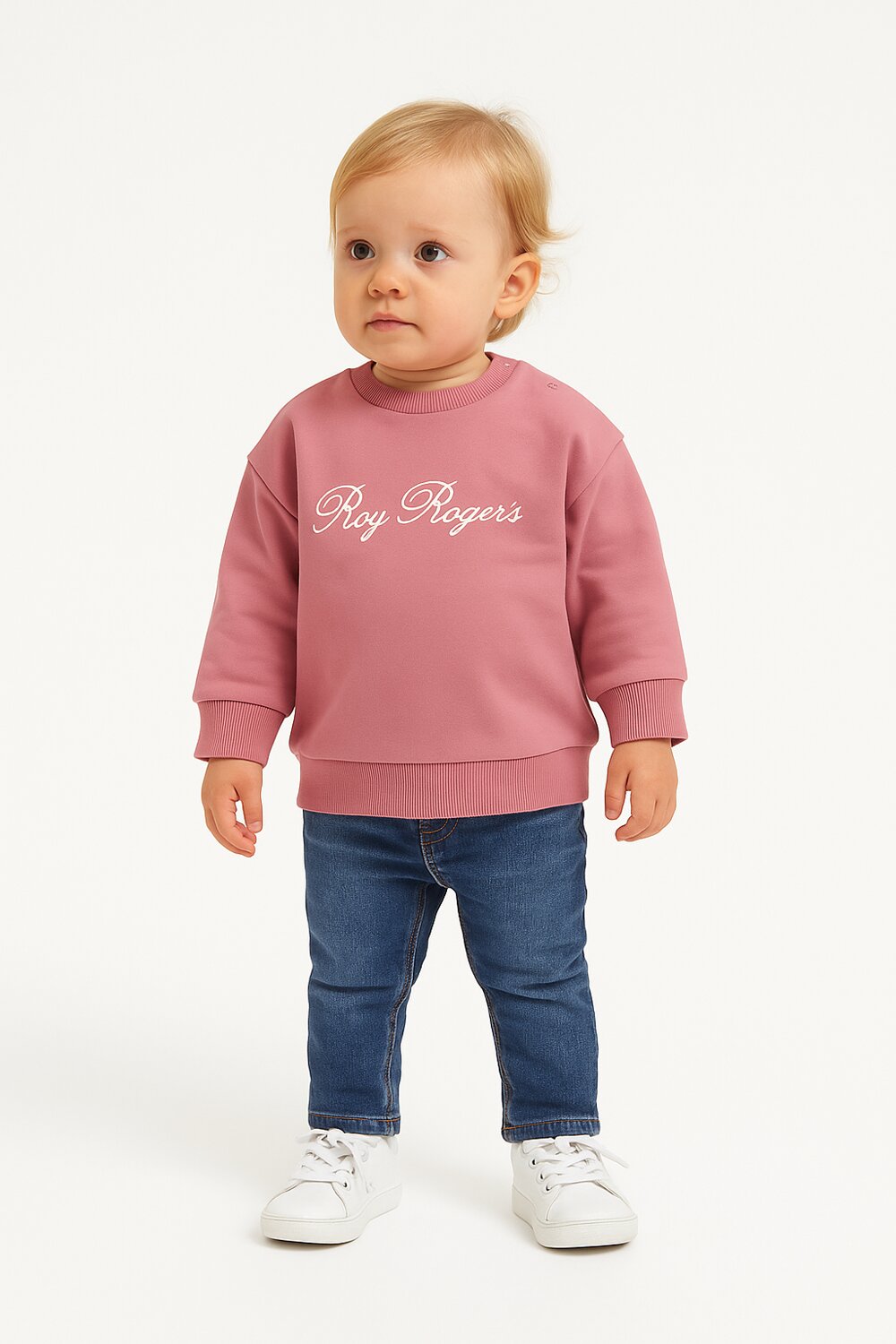 Roy Rogers Felpa Bambina Fancy Cursive Ricamo - Rosa