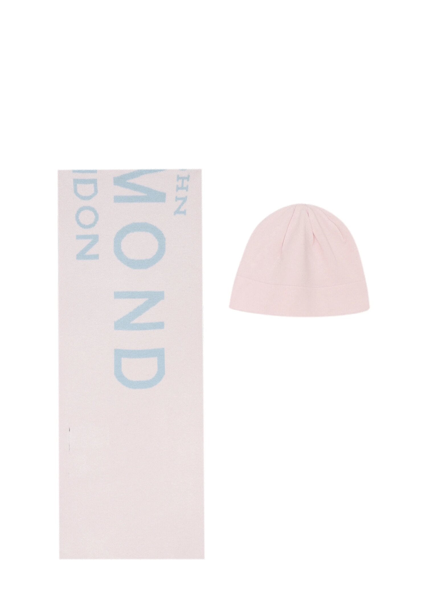 John Richmond Set Sciarpa e Cappello Bambina – Rosa Chiaro con Logo Azzurro