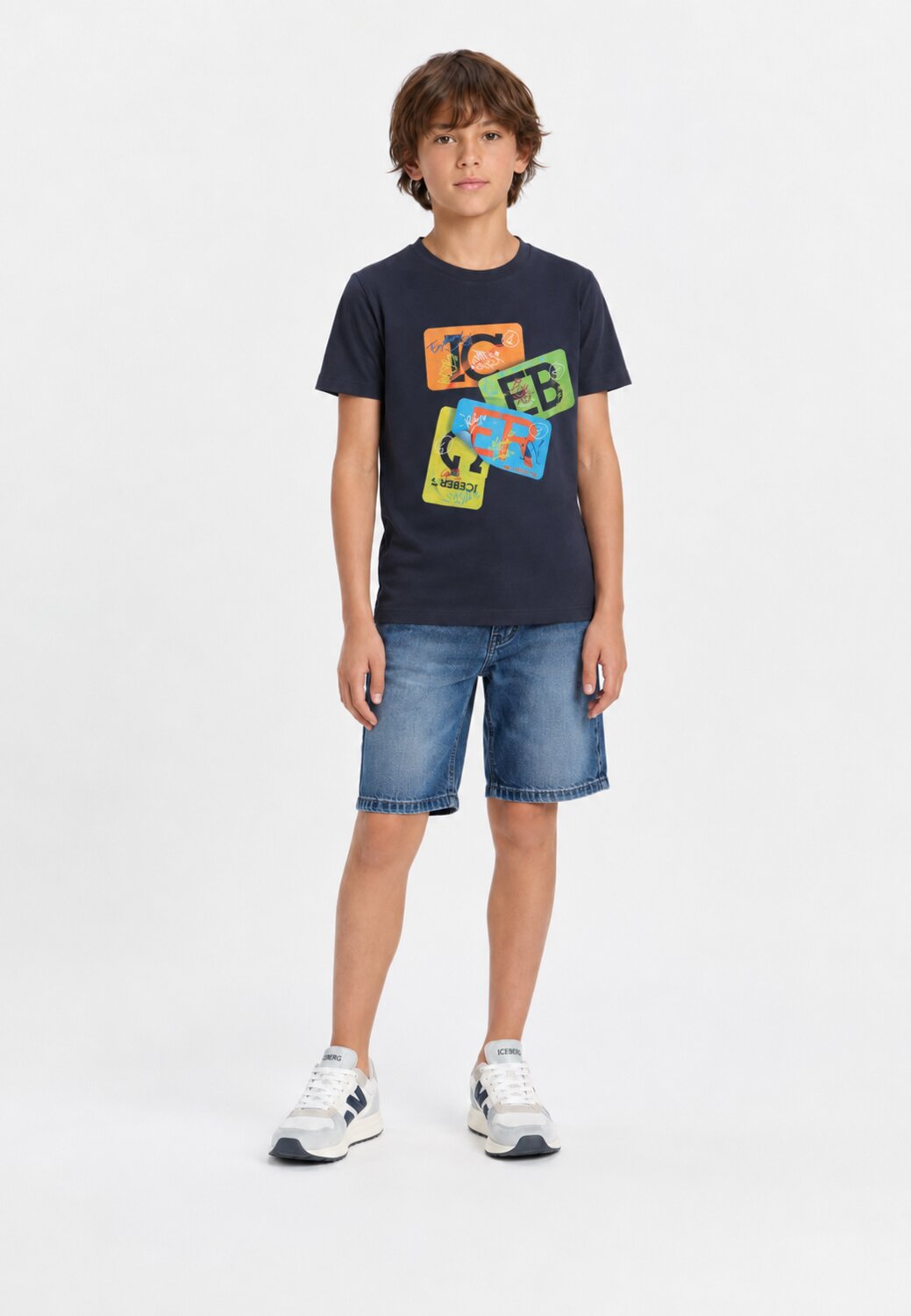 Icebergs Tshirt Blu Con Stampa Colorata Bambino TSICE6108J_