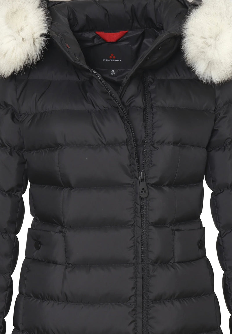 Peuterey cappotto invernale bambina nero lungo con cappuccio e pelliccia - NERO | CammarataMode