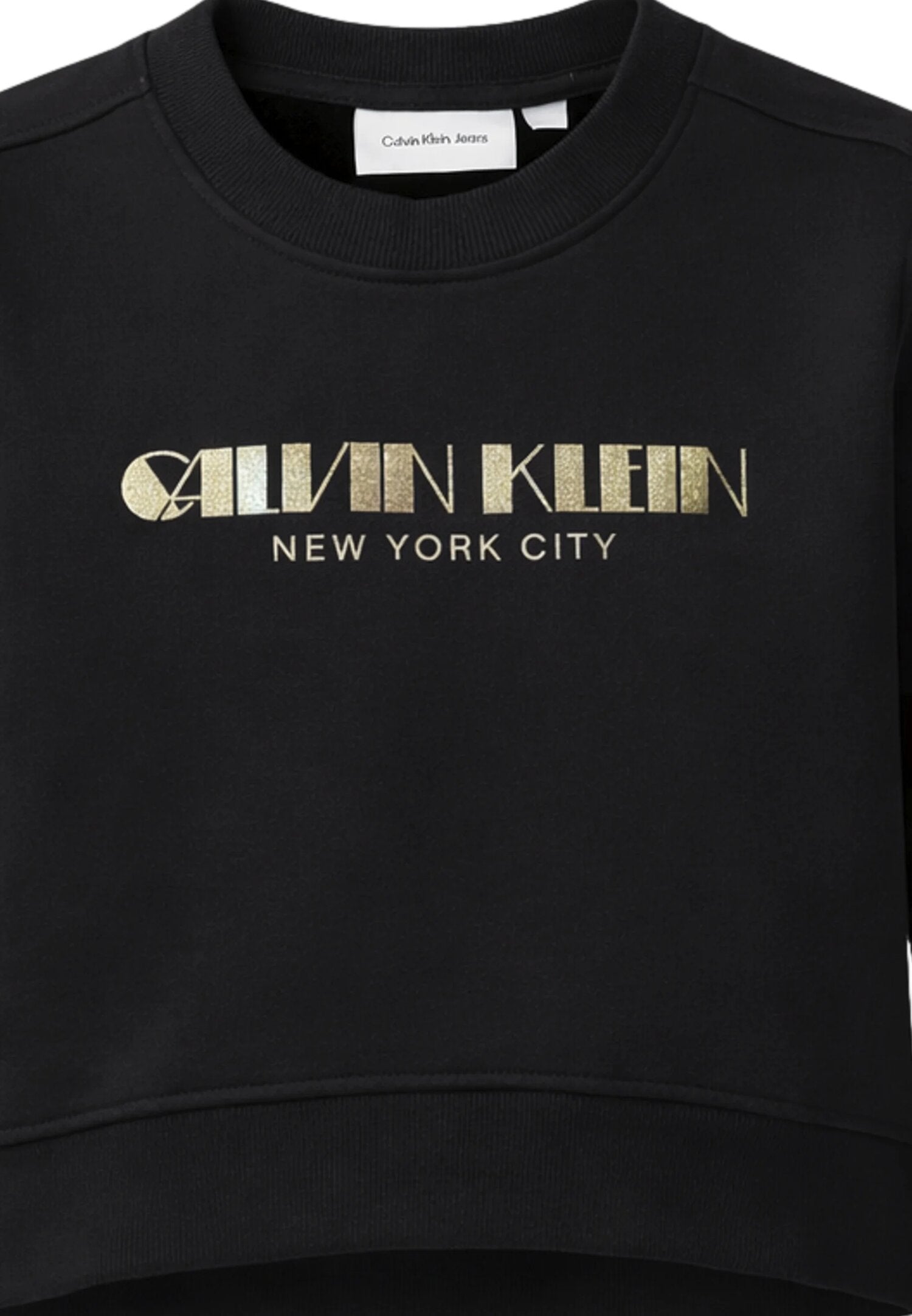 Calvin Klein Felpa Nera Con Logo Glitterato Bambina IG0IG03069BEH_