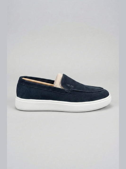 Cesare Paciotti scarpe blu navy uomo in camoscio mini logo