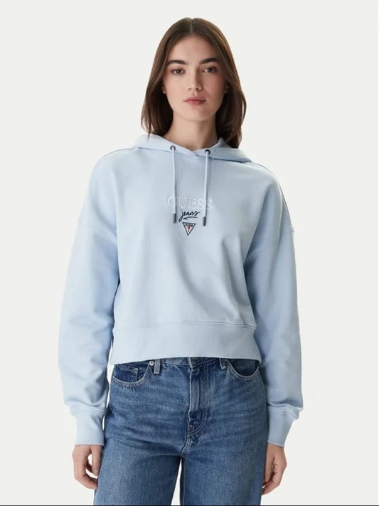 Guess felpa celeste donna logo sul davanti