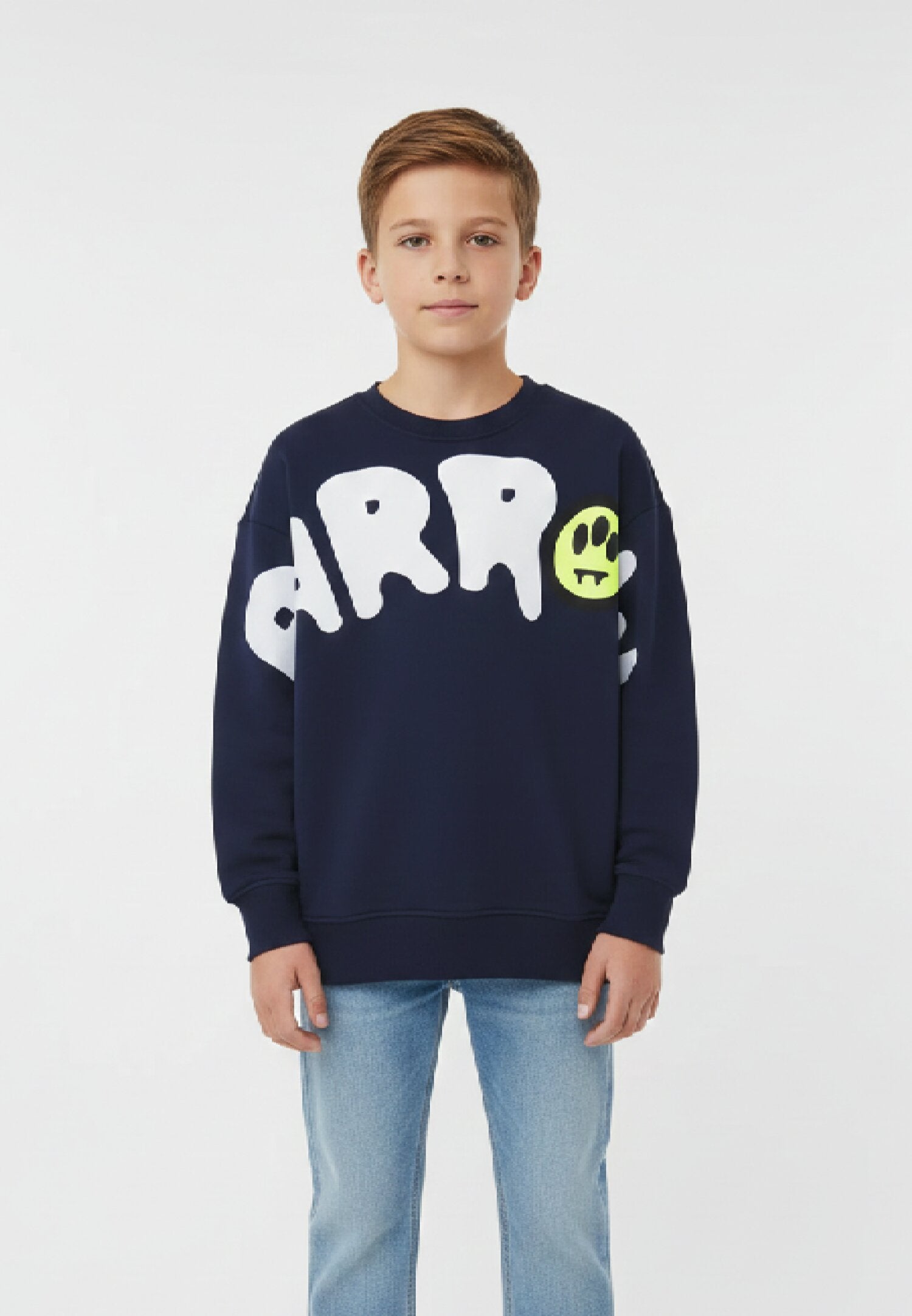 Barrow Felpa Blu Bambino In Cotone Girocollo Sportivo AI25