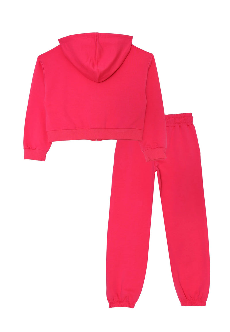 Size Dance tracksuit girl fuchsia 2-16 years crop sweatshirt with hood - FUCHSIA | CammarataMode