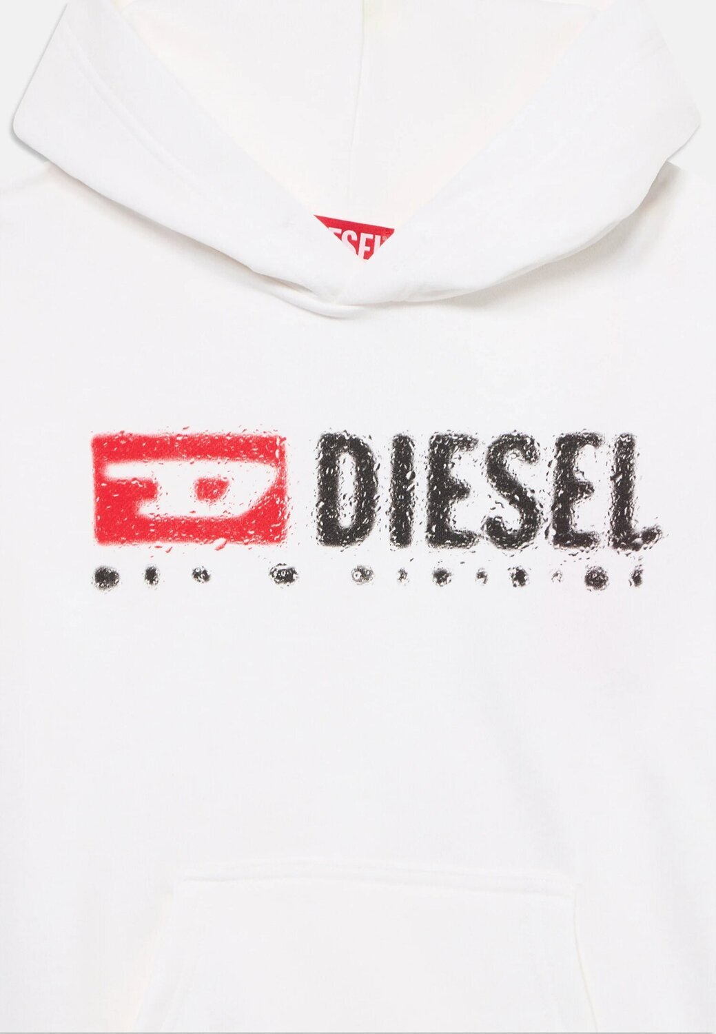 Diesel felpa bambino ragazzo bianca con cappuccio logo stampato