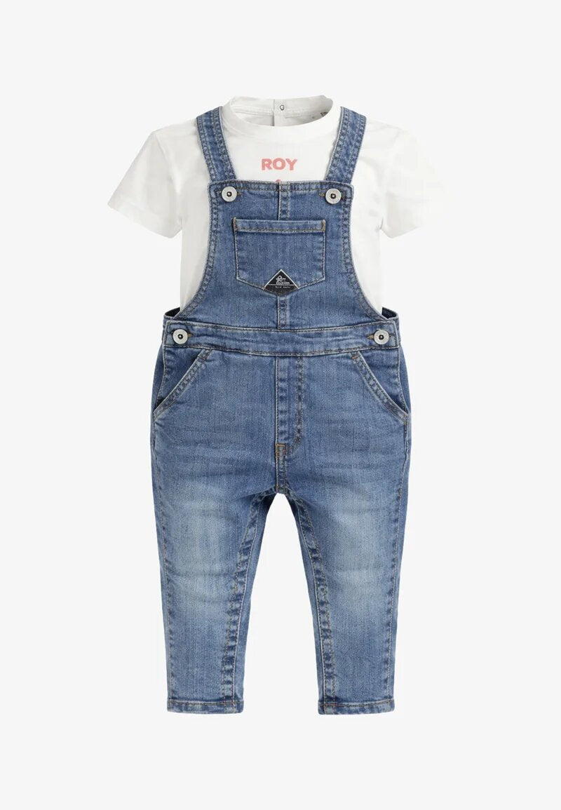 Roy Roger's Completo Bianco Neonata Maniche Corte Quotidiano In Denim RG201/K