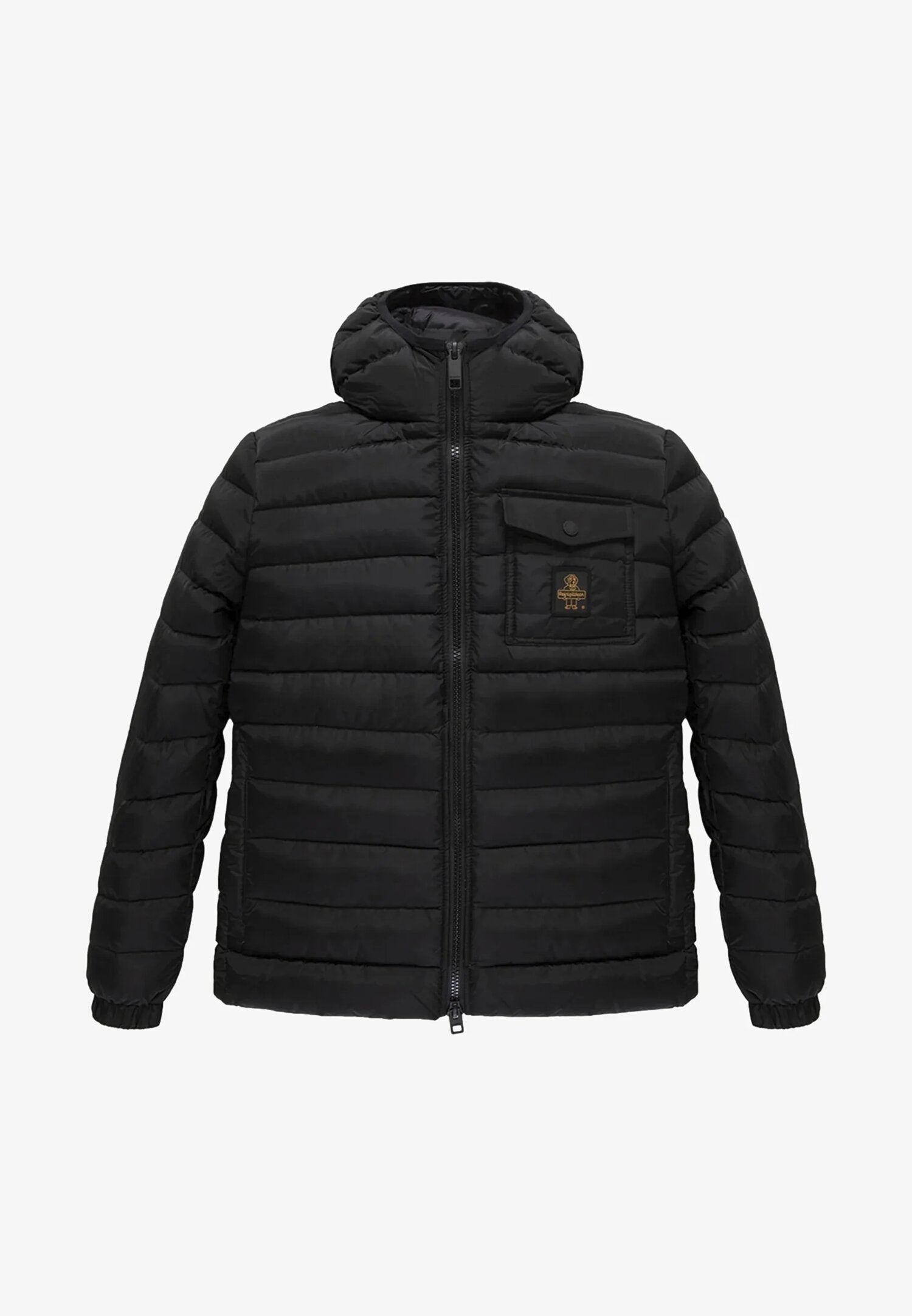 Refrigiwear Giubotto Nero Uomo Taschino In Nylon Con Cappuccio Sportivo AI25