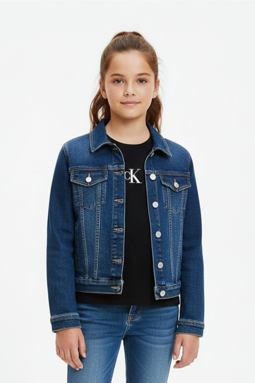 Calvin Klein Tshirt Nera Bambina In Cotone Corta Passeggio PE26