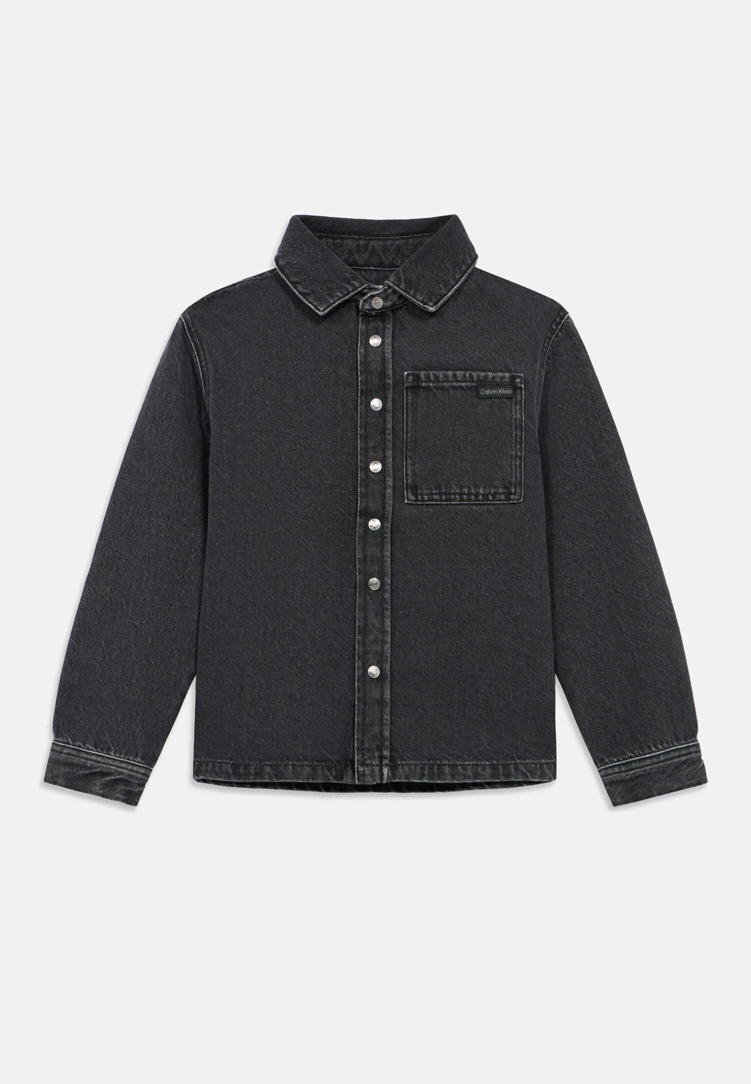 Calvin Klein Camicia Jeans Nero Bambino Con Bottoni Mezza Stagione PE26