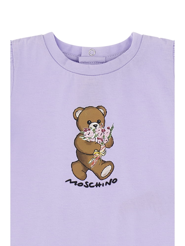 Moschino t-shirt infant in cotone glicine con stampa teddy Bambina