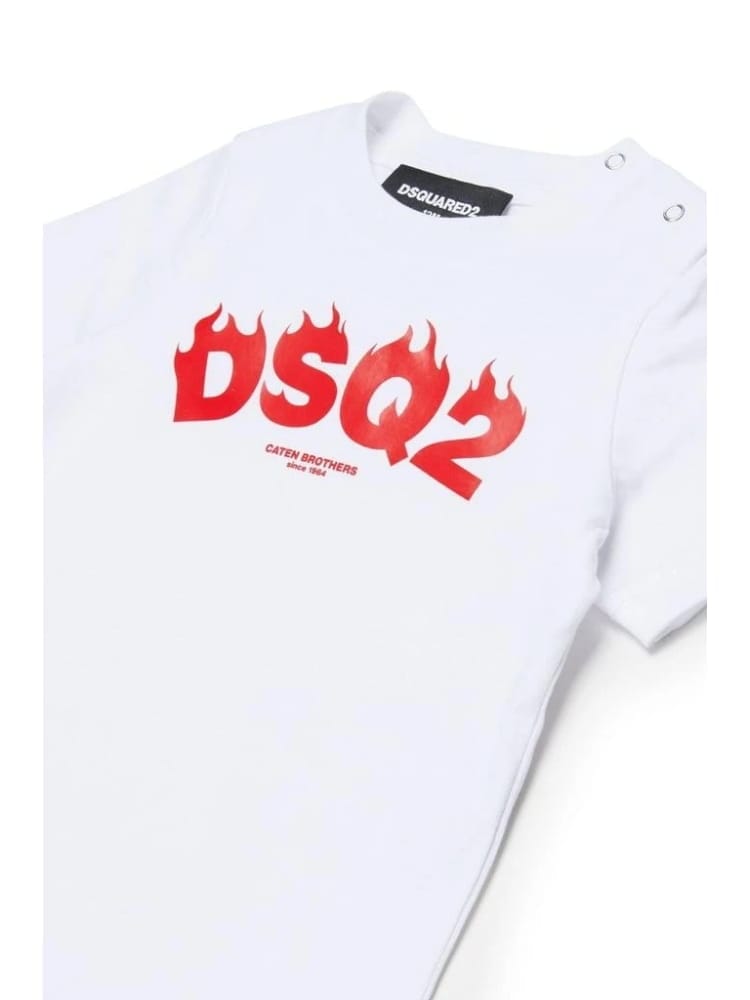 Dsquared t-shirt infant in cotone bianco con logo Bambino