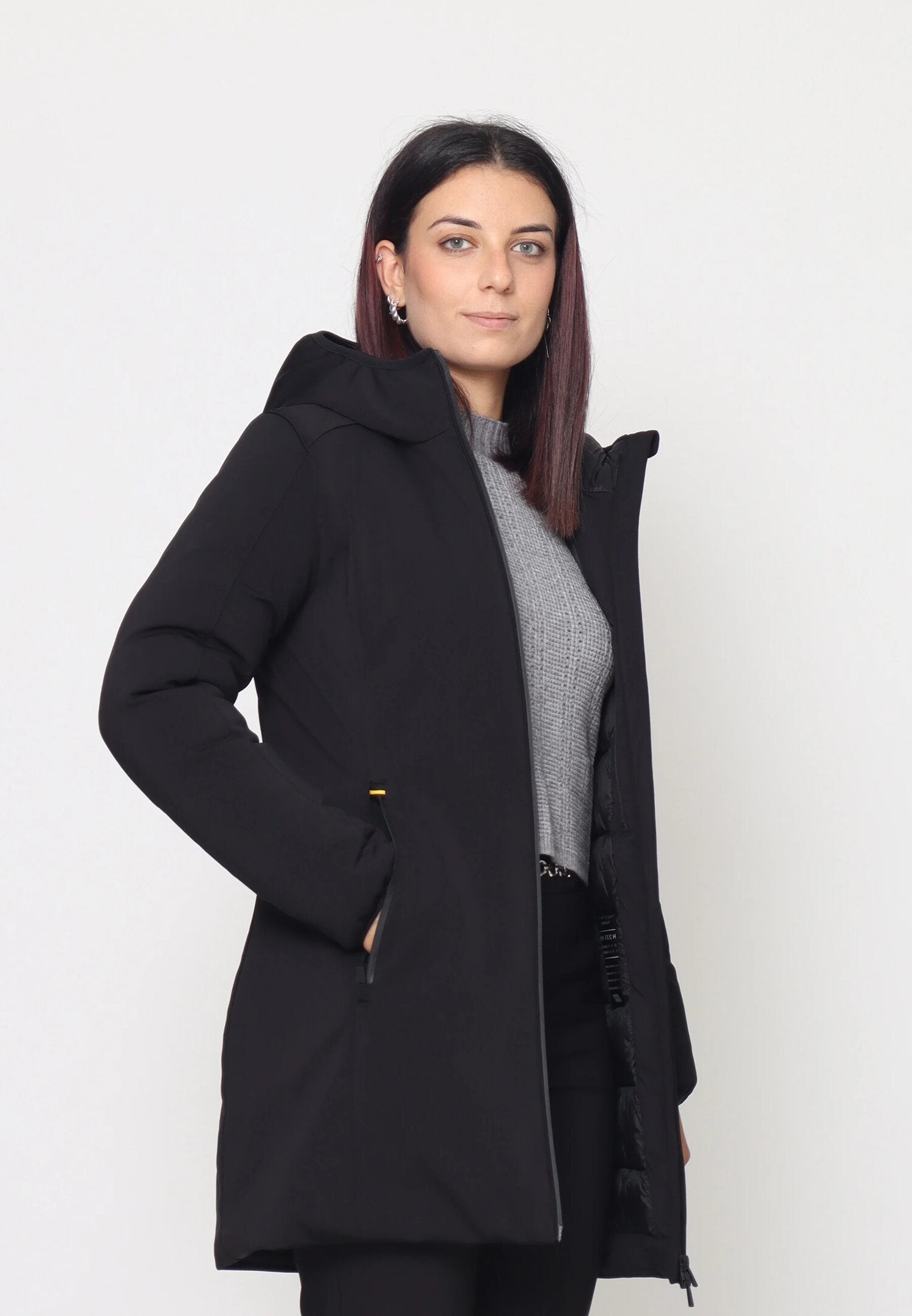 Ciesse Piumini Giubbotto Nero Donna In Poliestere Con Cappuccio Elegante AI25