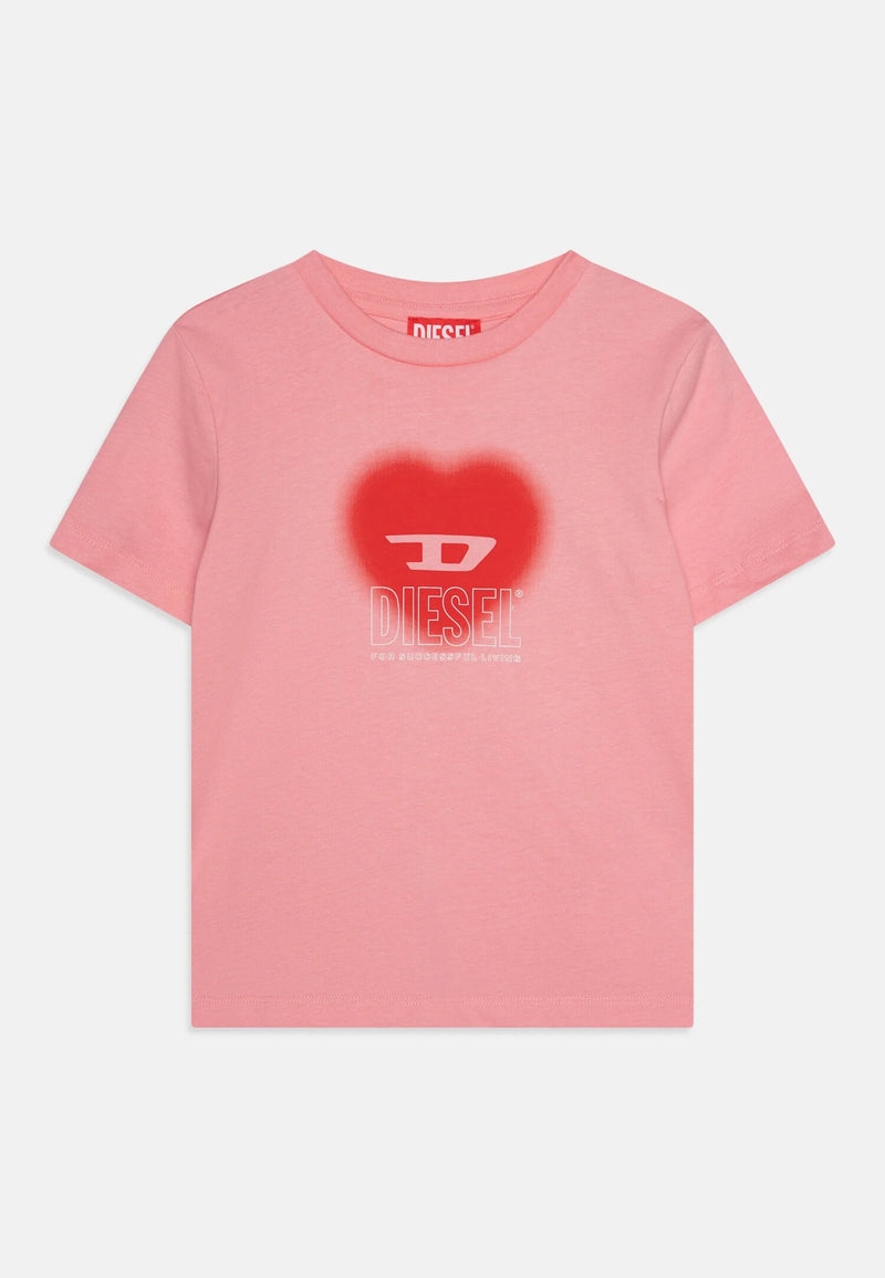T-shirt rosa Diesel con cuore stampato per ragazze - ROSA | CammarataMode