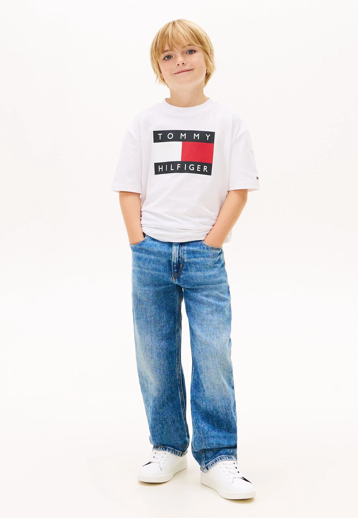 Tommy Hilfiger Tshirt Bianco Bambino Girocollo Quotidiano In Cotone KB0KB1034