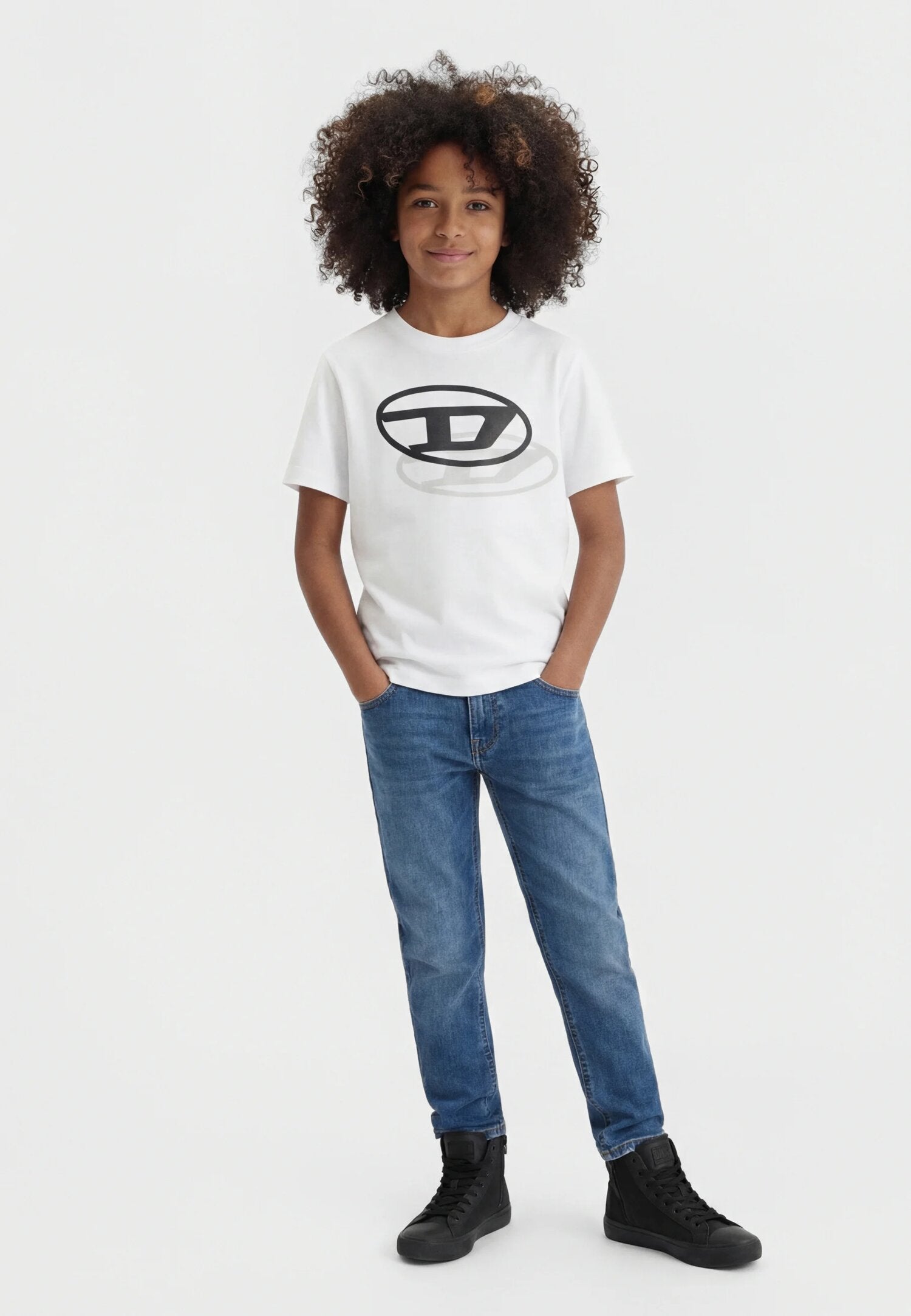 Diesel Tshirt Bianco Bambino In Jersey Maniche Corte Sportivo PE26