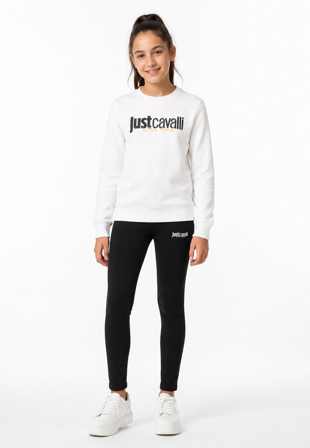 Just Cavalli Tuta Bianca Logo Centrale Bambina Girocollo - JGP26011CF_