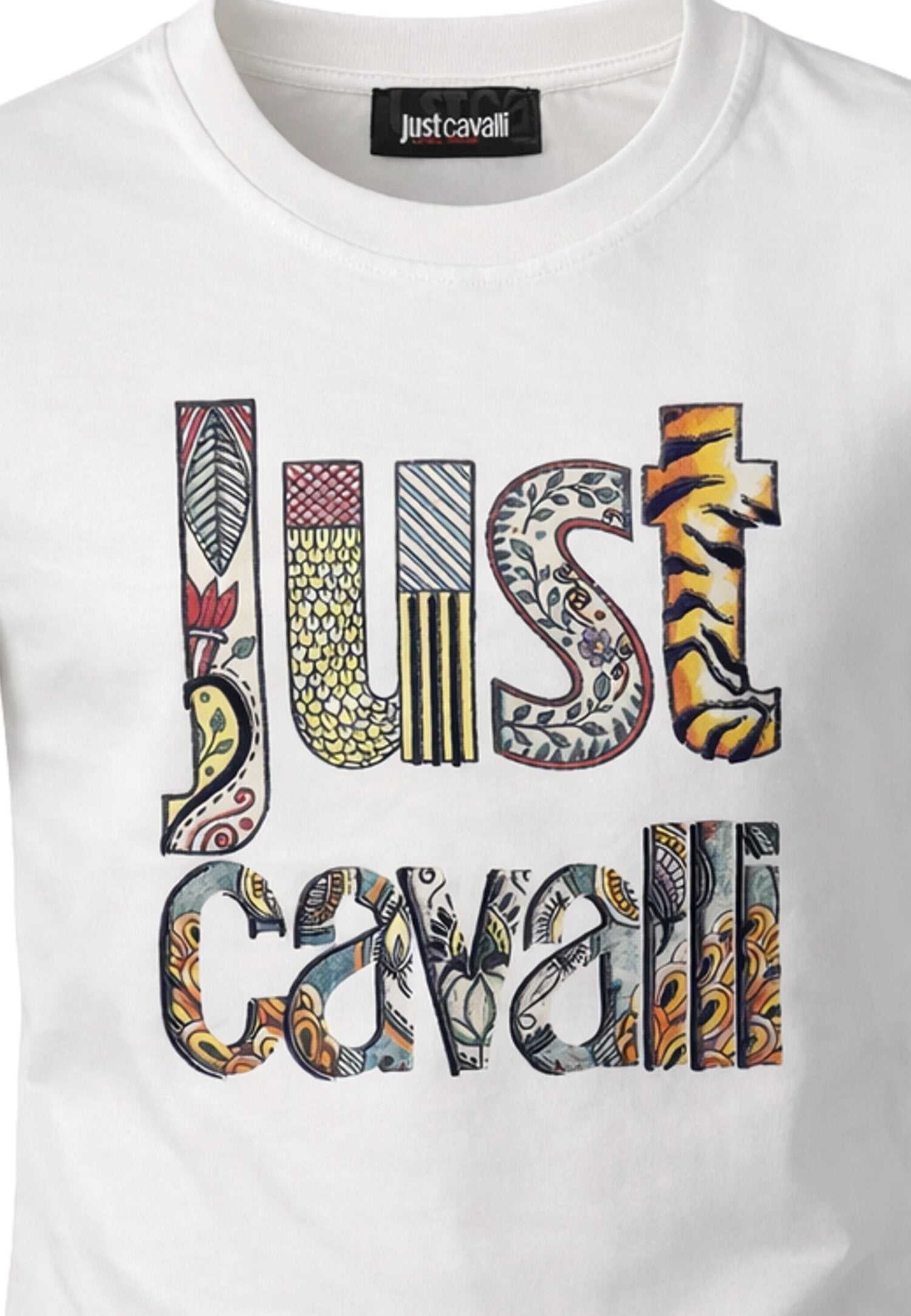 Just Cavalli t Shirt Panna Logo Grande Bambino Girocollo JBP26071TS_