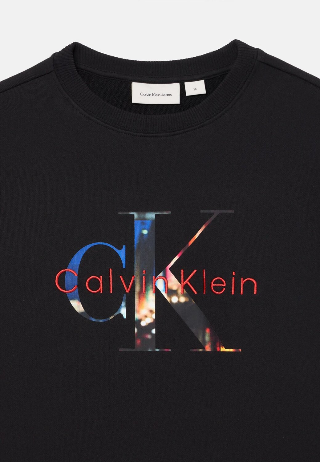 Calvin Klein Felpa Nero Bambino In Cotone Girocollo Sportivo AI25