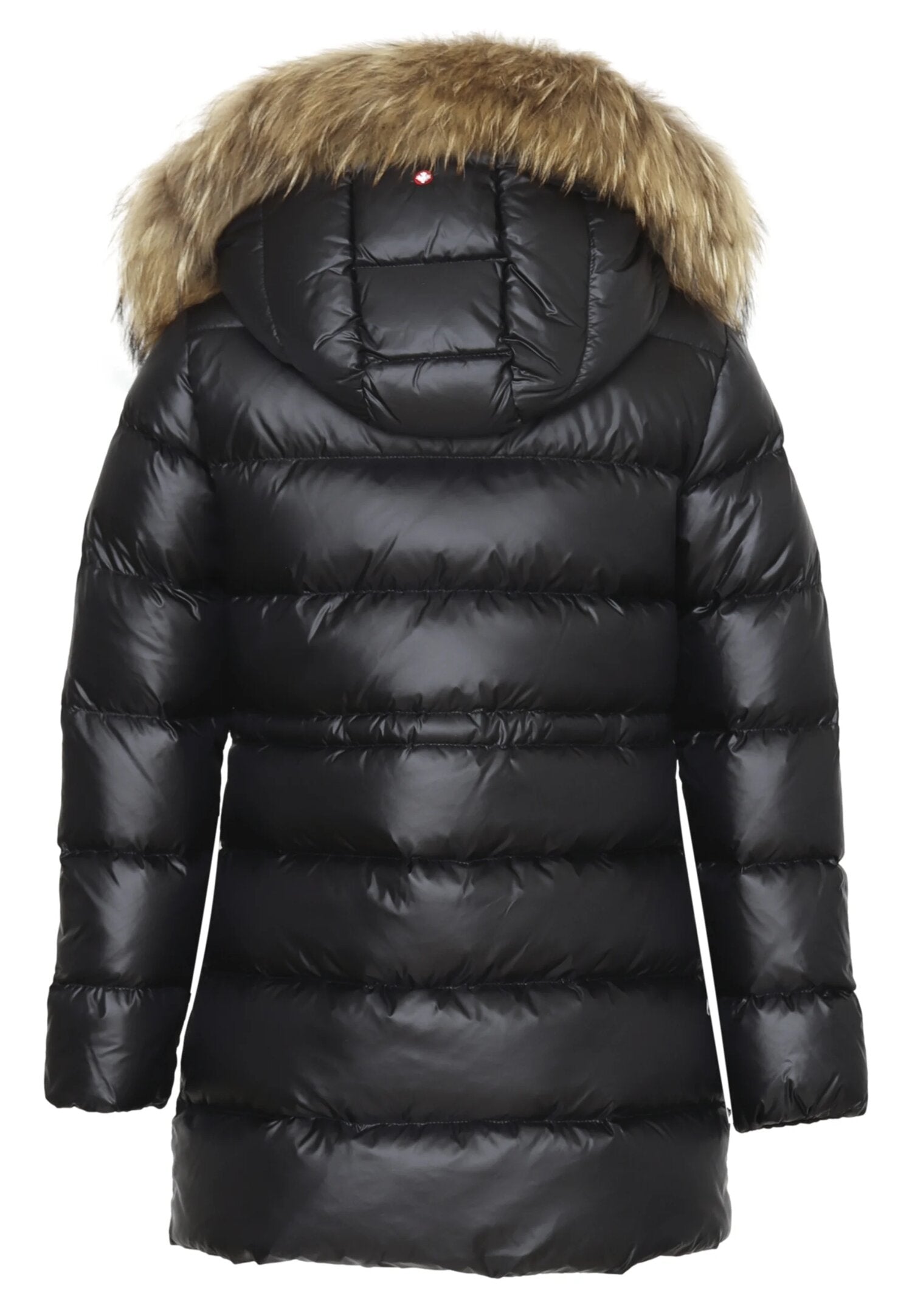 Canadiens Piumino Nero Bambina In Nylon Con Pelliccia Stile Elegante AI25