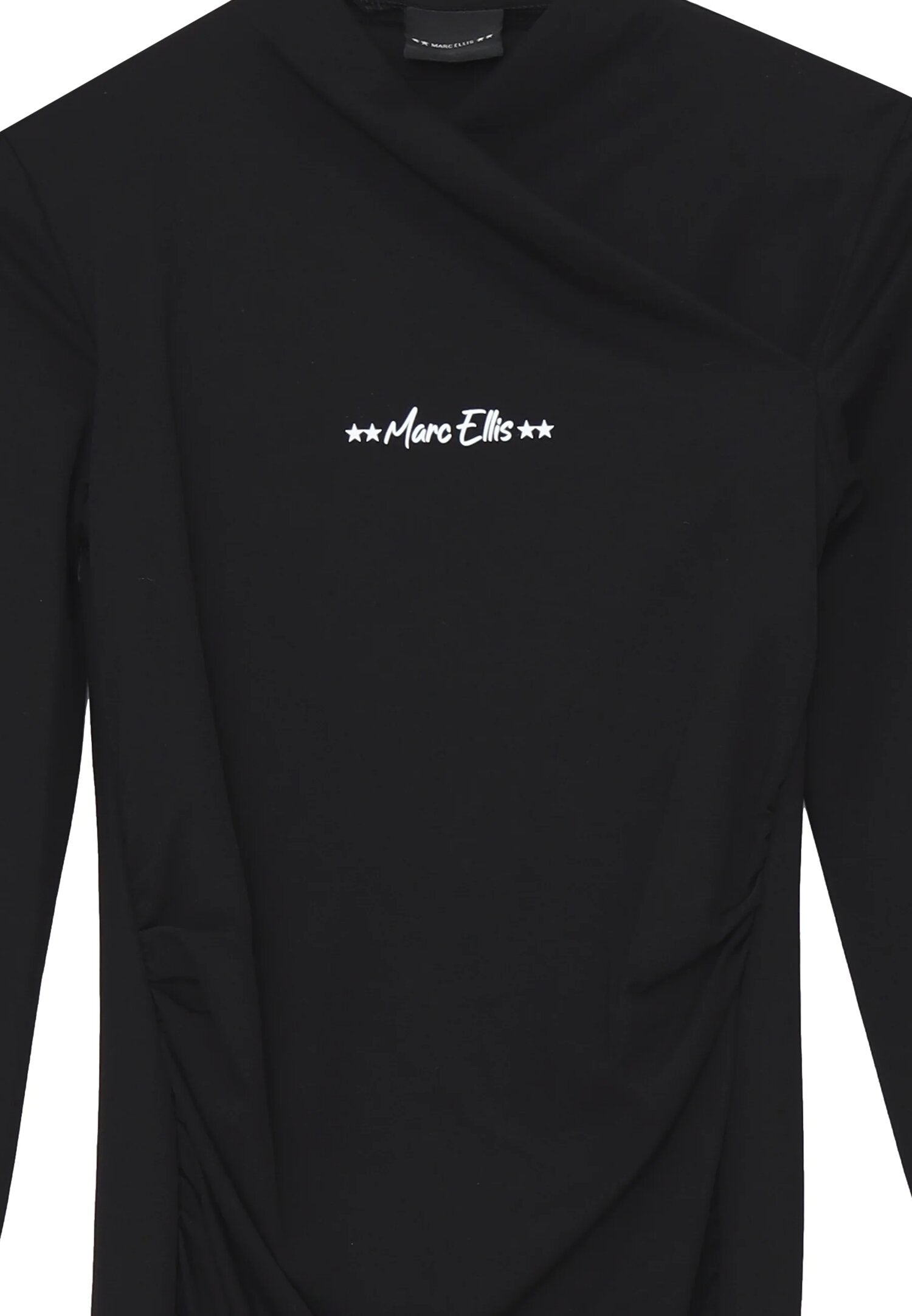 Marc Ellis Abito Nero Bambina Arricciato In Jersey Slim Fit Elegante AI25