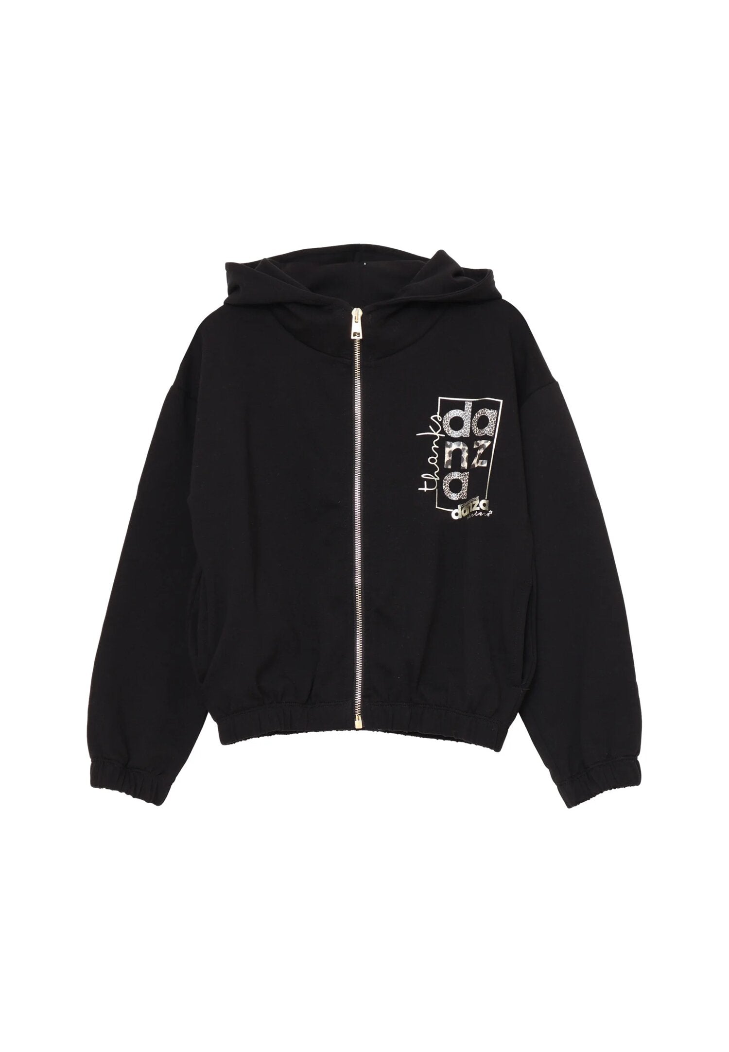Dimensione Danza Tuta Nero Bambina Con Zip In Cotone Con Cappuccio Sportivo