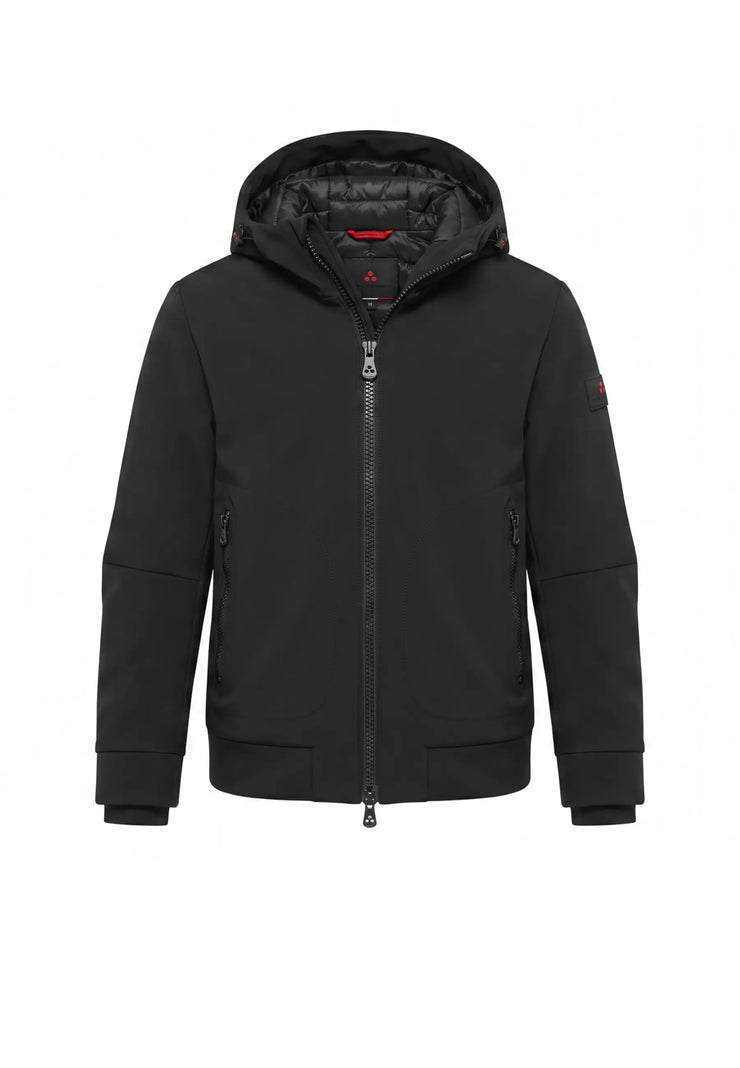 Peuterey GIUBBOTTO NERO SOFT SHELL CON CAPPUCCIO Bambini e ragazzi LOGE SRTR GRS 04 KID.NE_