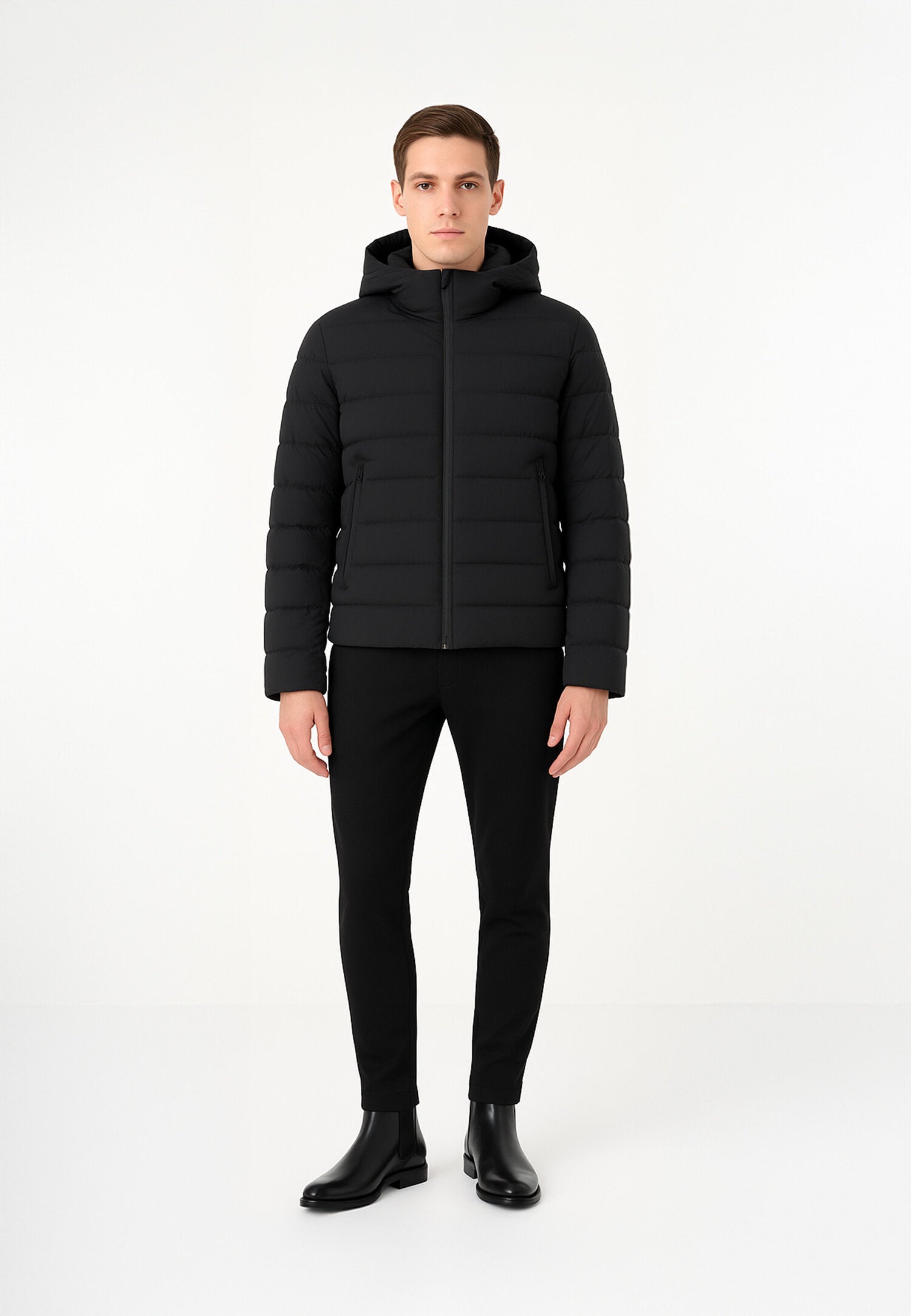 Canadiens Giubbotto Nero Uomo In Poliestere Con Cappuccio Quotidiano AI25